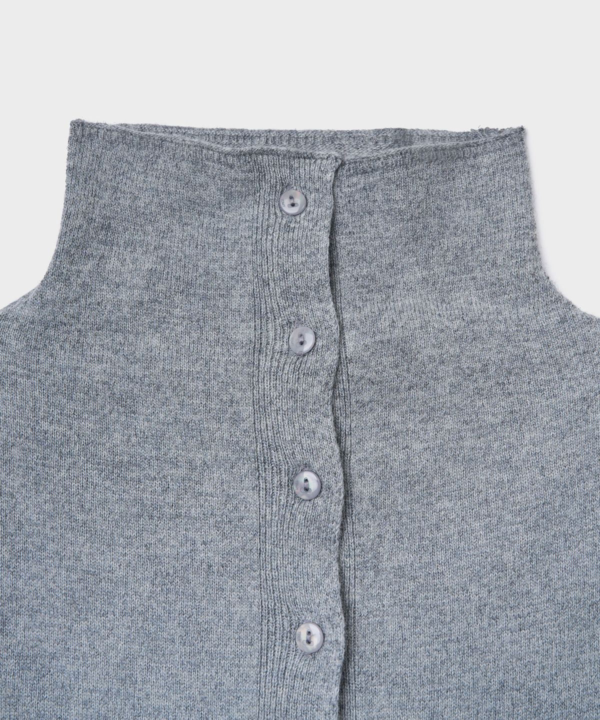 튜드먼트(TTUDEMENT) HIGH-NECK KNIT CARDIGAN_MELANGE GREY