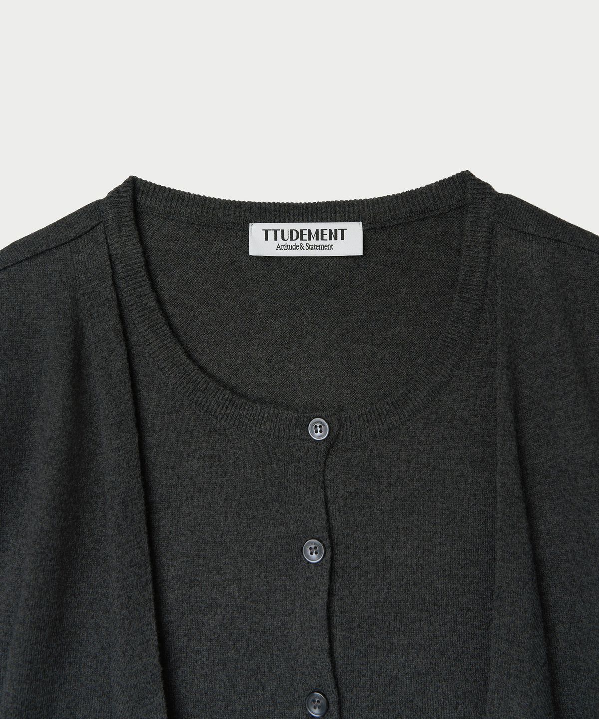 튜드먼트(TTUDEMENT) WRAP LAYERED CARDIGAN_CHARCOAL