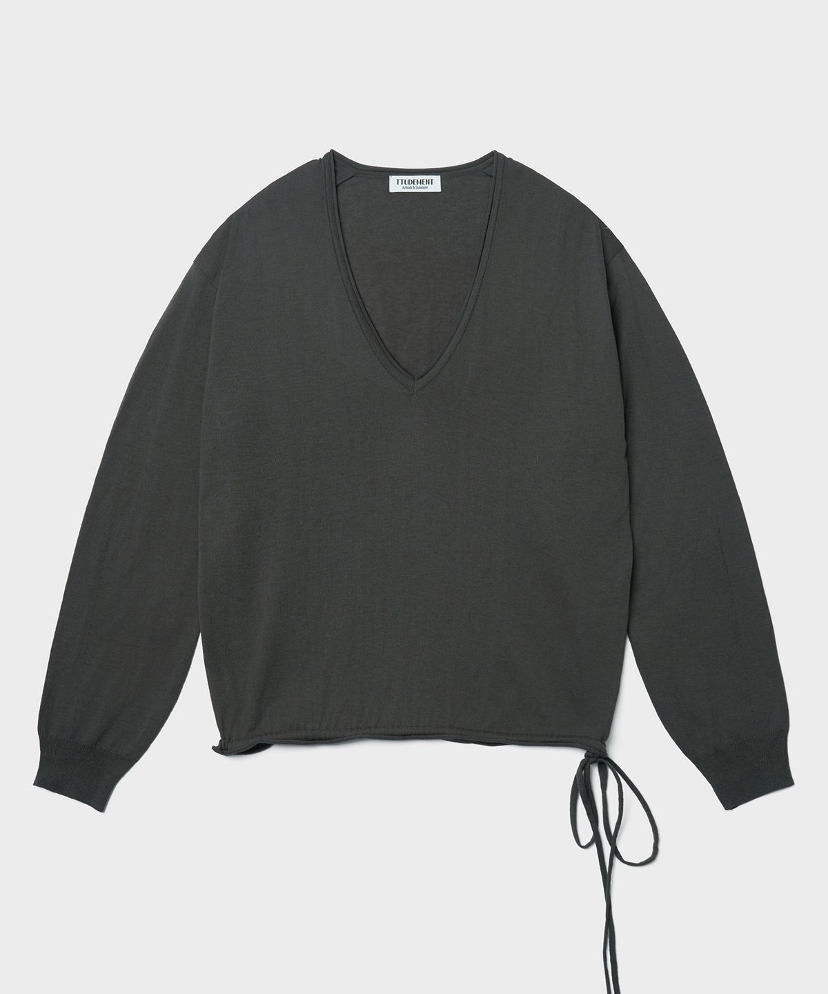 튜드먼트(TTUDEMENT) DEEP V-NECK KNIT PULLOVER_CHARCOAL