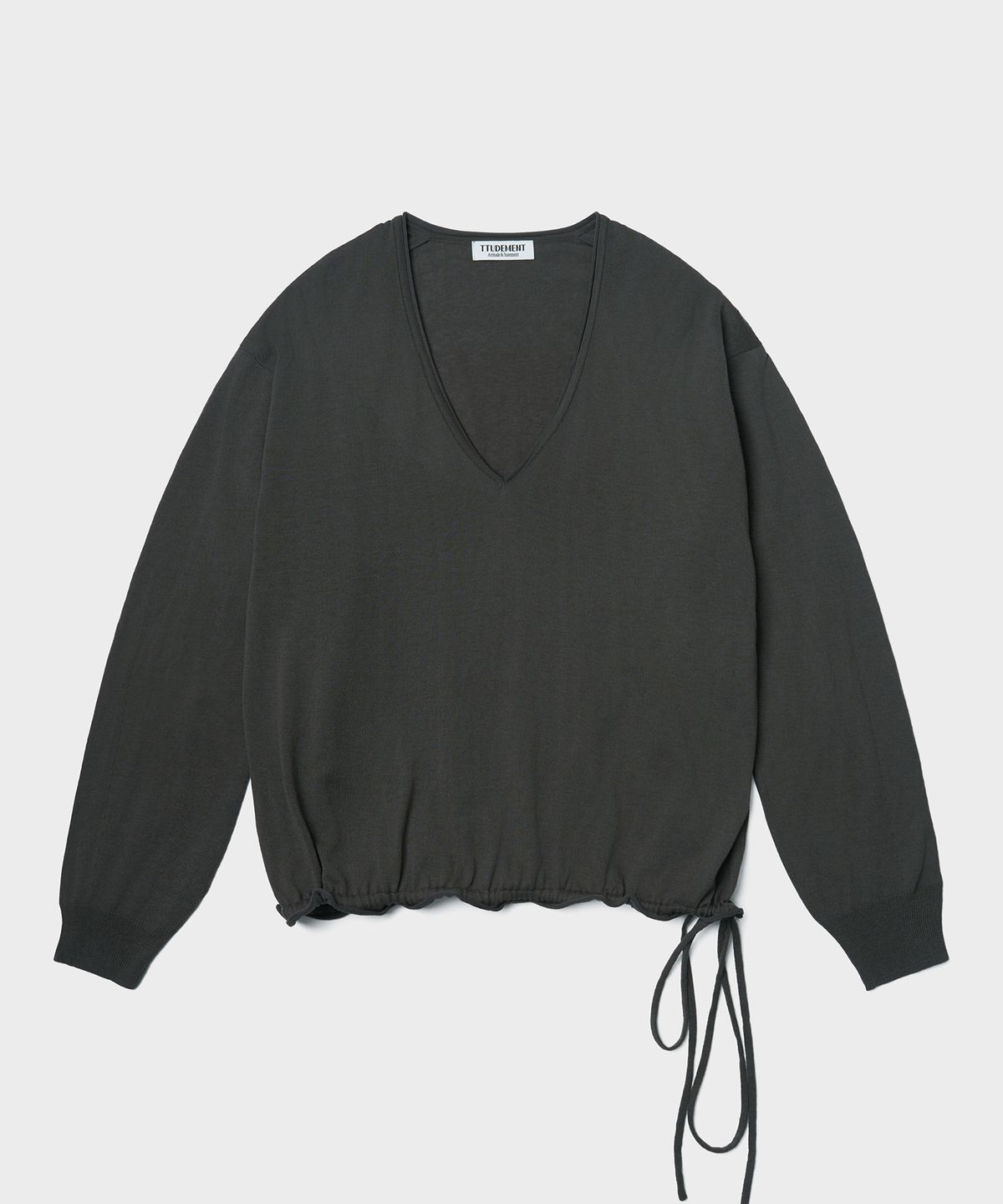 튜드먼트(TTUDEMENT) DEEP V-NECK KNIT PULLOVER_CHARCOAL