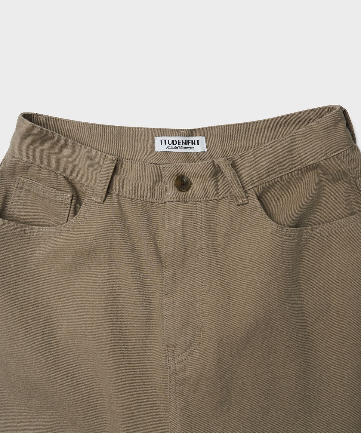 튜드먼트(TTUDEMENT) COTTON CURVED PANTS_BEIGE