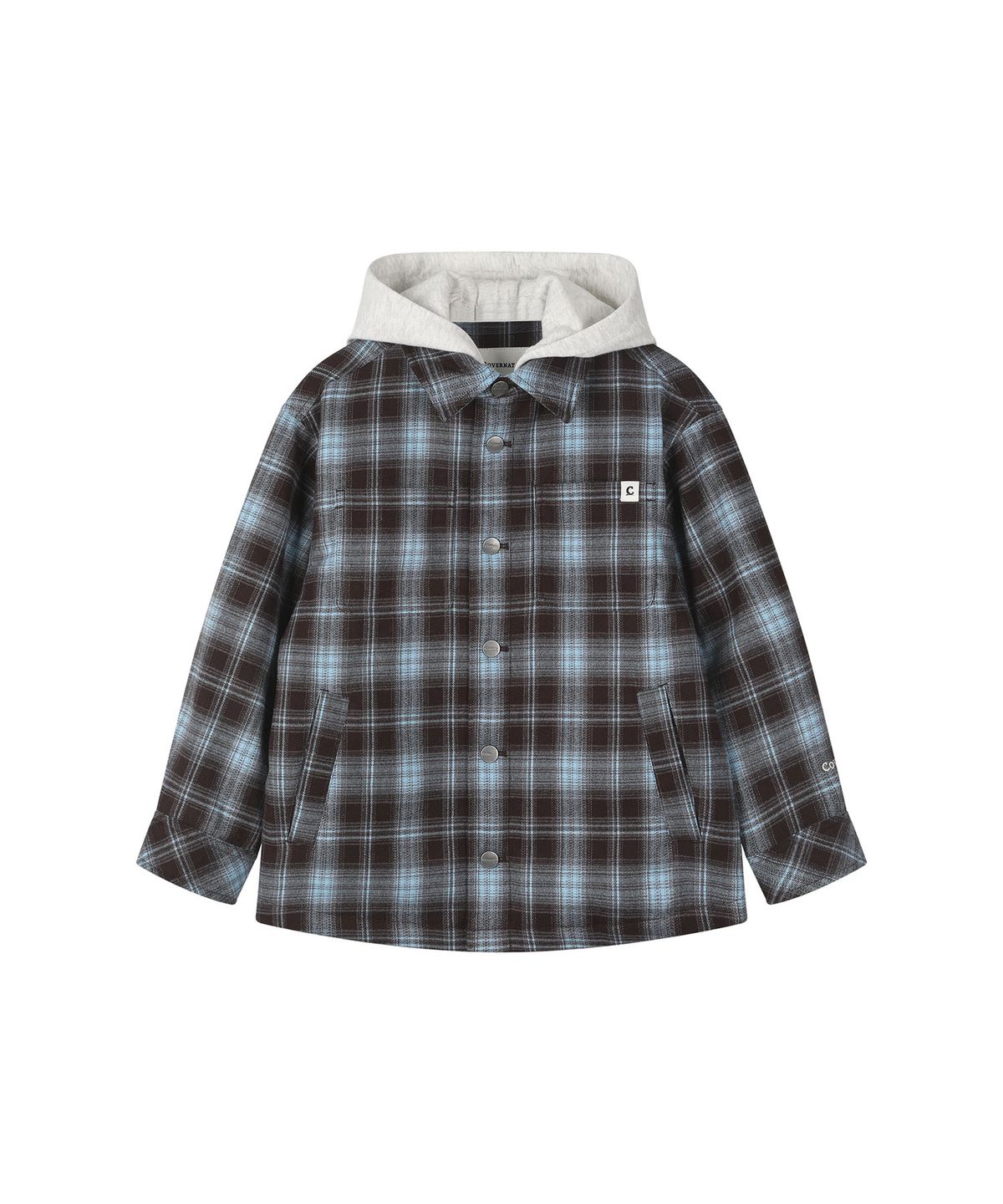 커버낫 키즈(COVERNAT KIDS) 체크 후드 퀼팅 점퍼 브라운 CK2603JU54BR