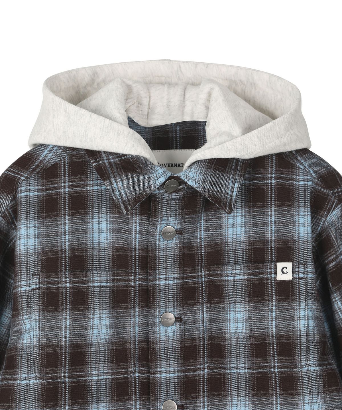 커버낫 키즈(COVERNAT KIDS) 체크 후드 퀼팅 점퍼 브라운 CK2603JU54BR
