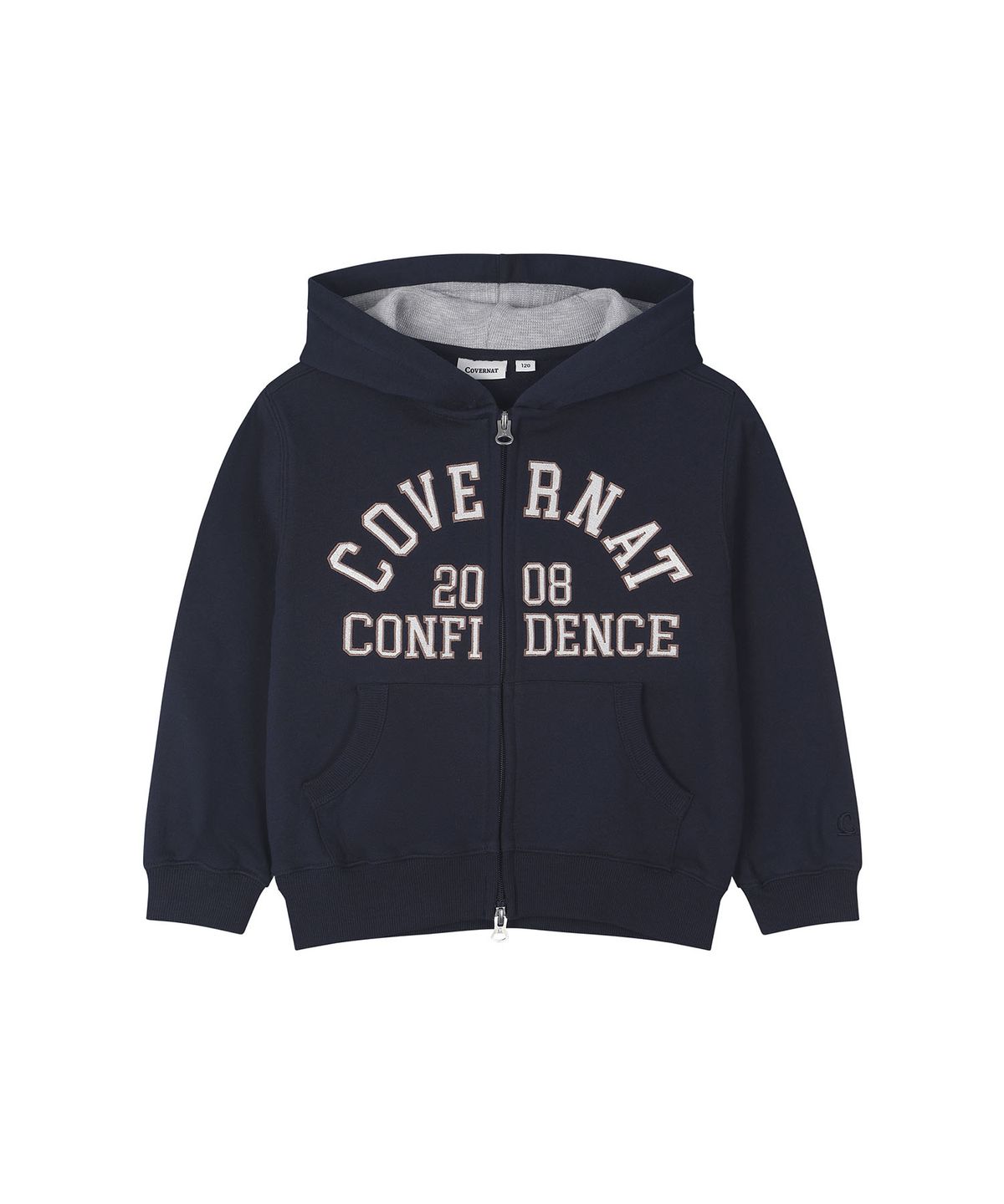 커버낫 키즈(COVERNAT KIDS) 아치라인 레터 레귤러핏 후드집업 네이비 CK2603HZ31NA