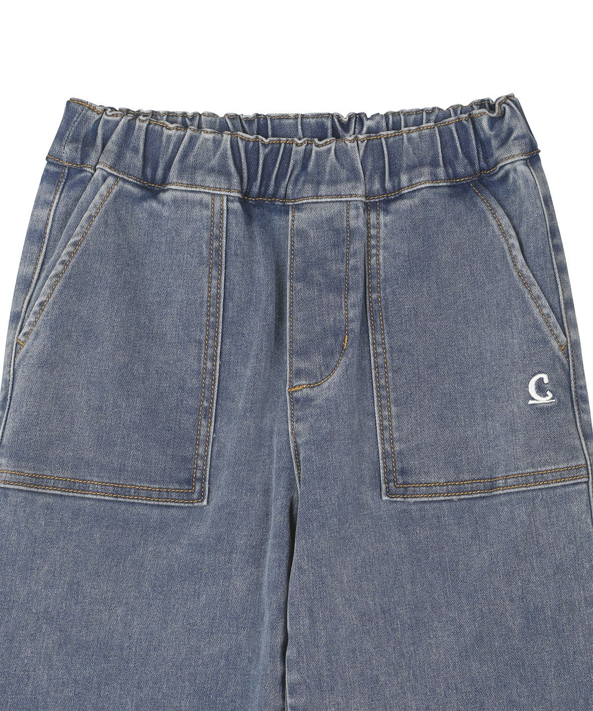커버낫 키즈(COVERNAT KIDS) 아웃포켓 와이드 스트레이트 데님저지 팬츠 블루 CK2603JP45BL
