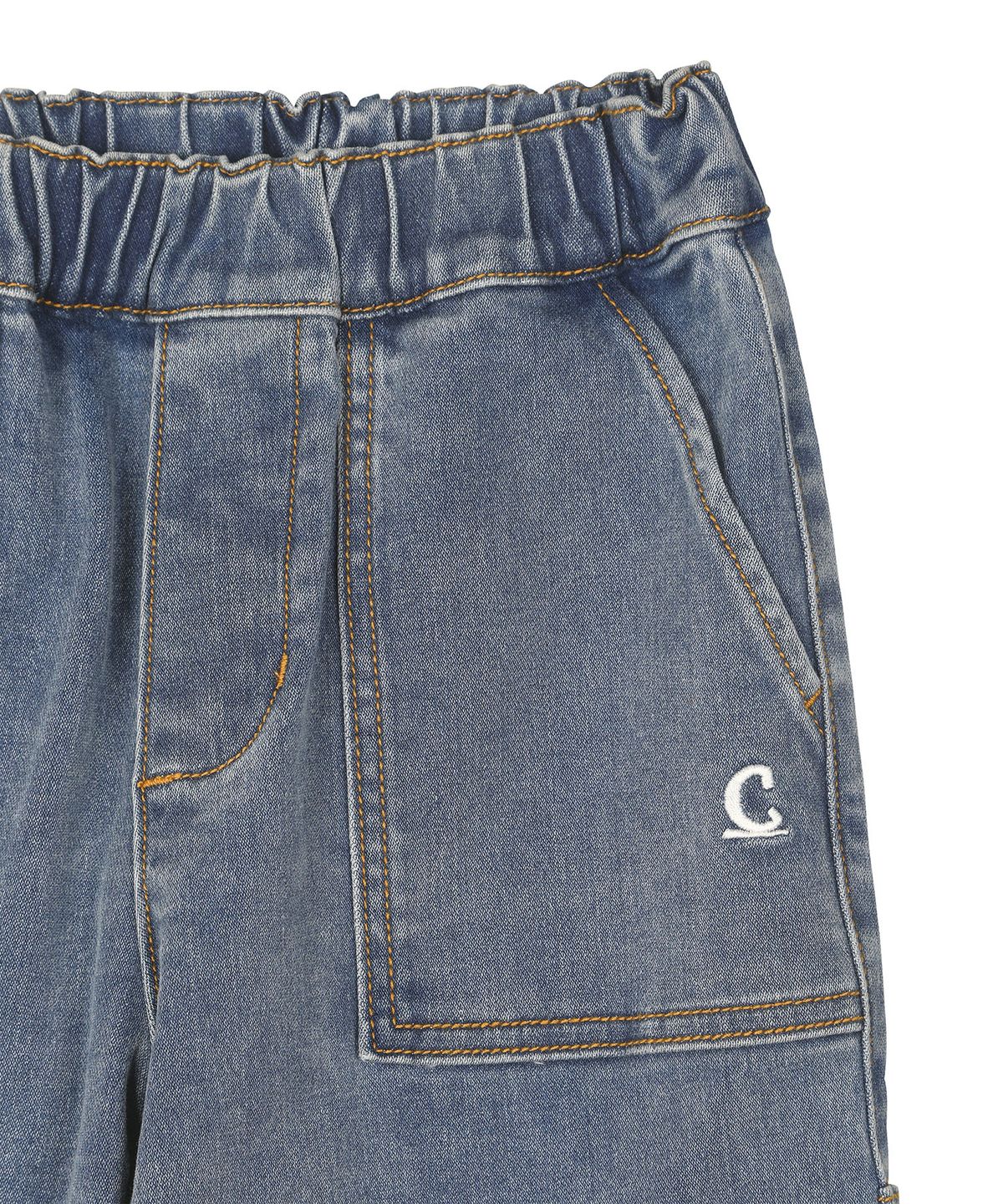 커버낫 키즈(COVERNAT KIDS) 아웃포켓 와이드 스트레이트 데님저지 팬츠 블루 CK2603JP45BL
