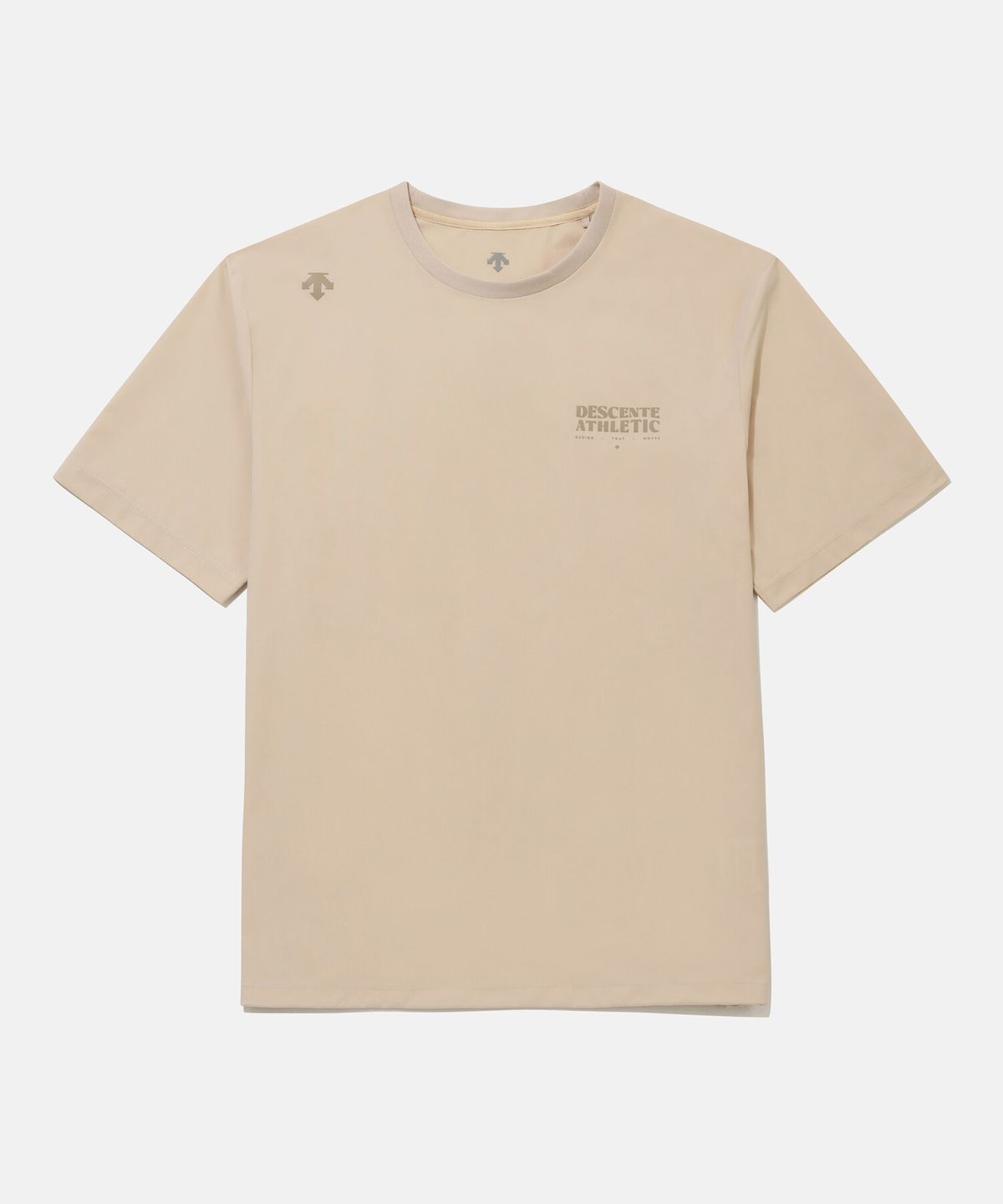 데상트(DESCENTE) 남성 무브먼트 우븐 컴포트핏 반팔 티셔츠 베이지 SR321UTS79