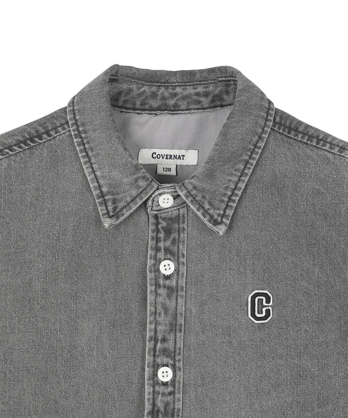 커버낫 키즈(COVERNAT KIDS) C로고 웍스 데님셔츠 다크그레이 CK2603SH27DG