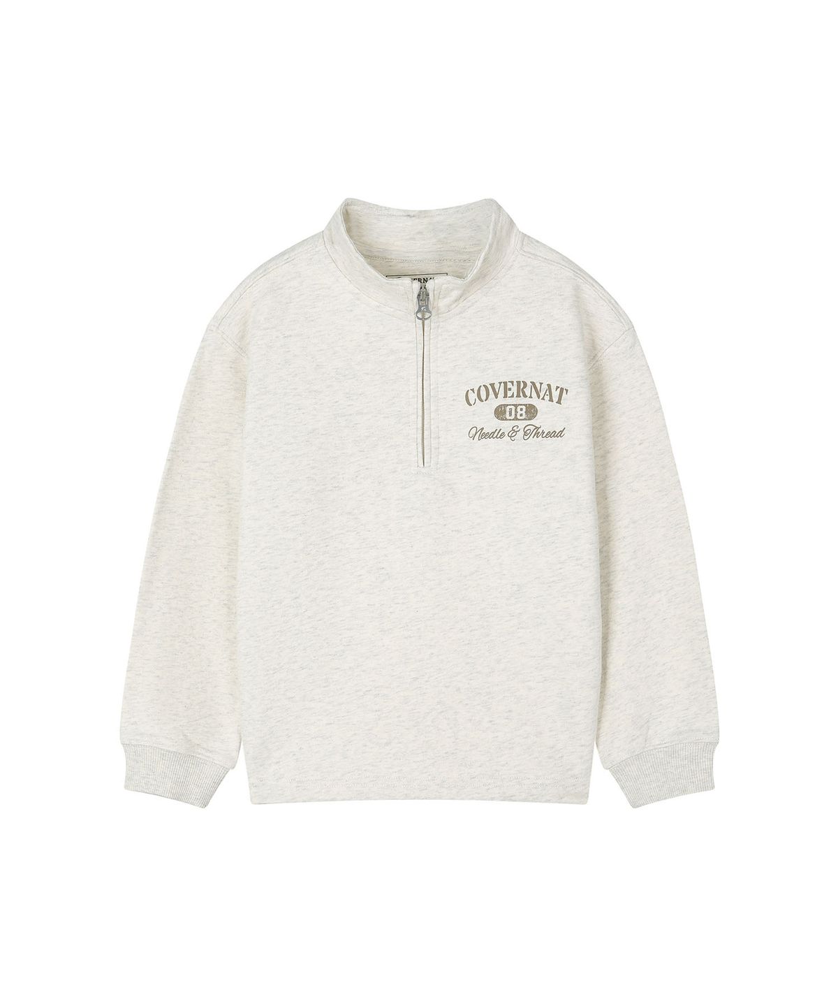 커버낫 키즈(COVERNAT KIDS) 커든 아카이브 레귤러핏 반집업 스웻셔츠 오트밀 CK2603CR37OT