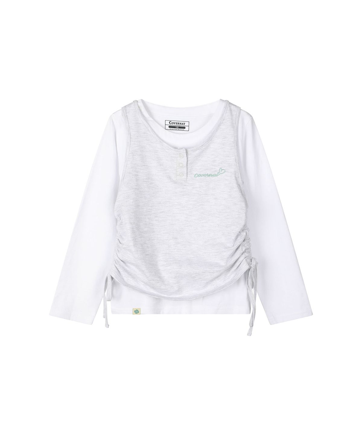 커버낫 키즈(COVERNAT KIDS) 레이어드 2in1 셔링 롱슬리브 헤더그레이 CK2603LT62HG