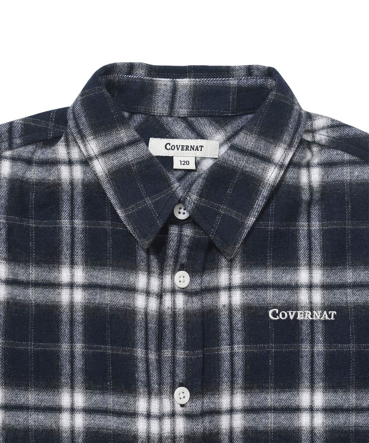 커버낫 키즈(COVERNAT KIDS) 워드마크 체크셔츠 네이비 CK2604SH50NA