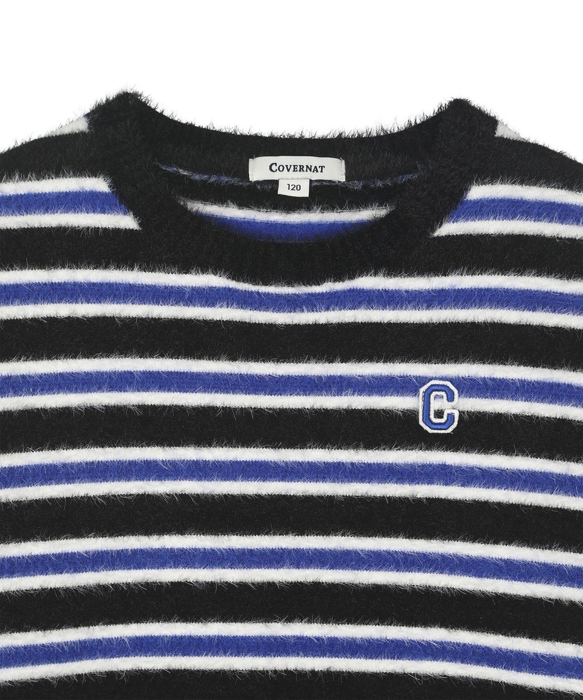 커버낫 키즈(COVERNAT KIDS) C로고 스트라이프 셔닐 스웨터 블랙 CK2604KT04BK