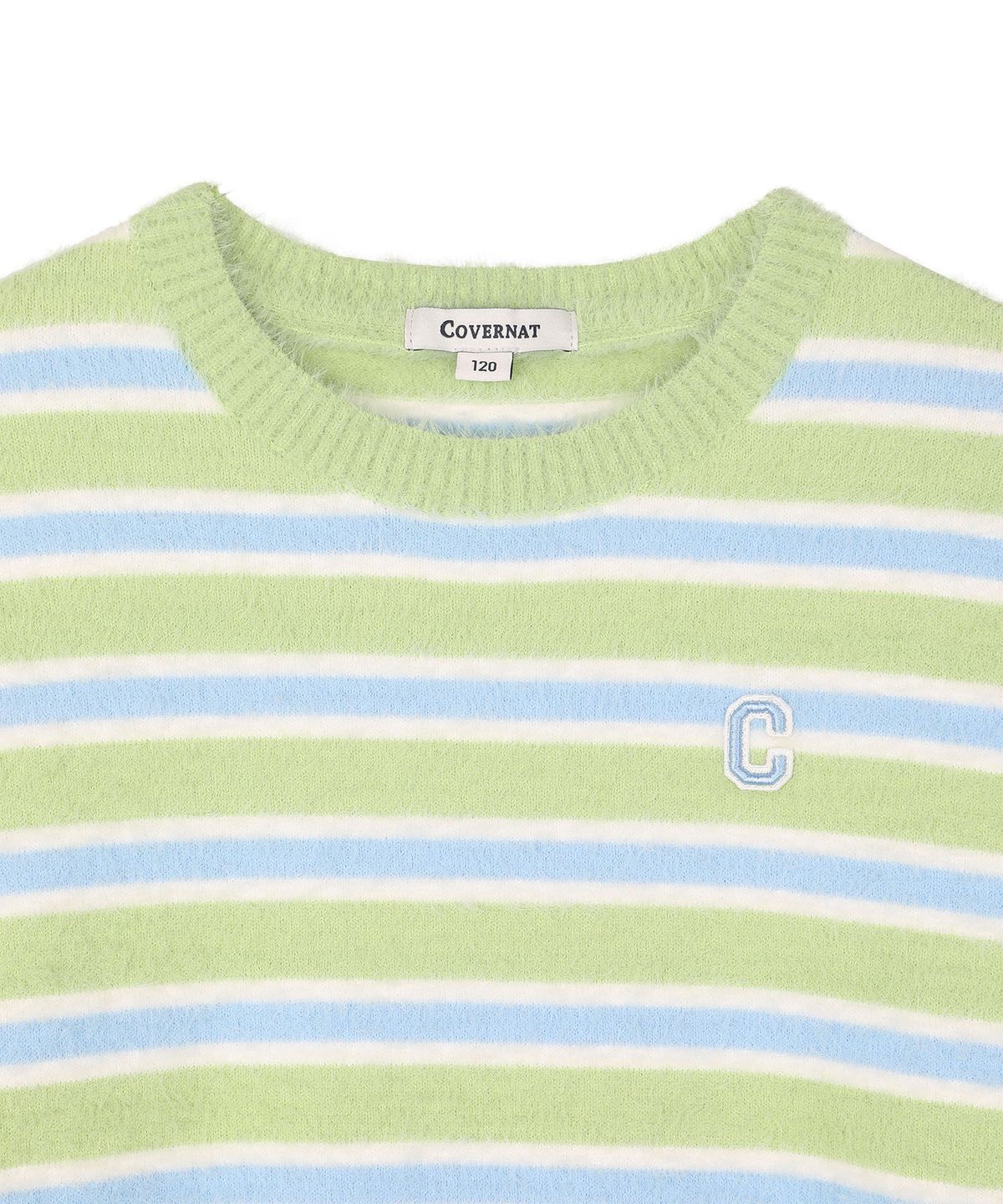 커버낫 키즈(COVERNAT KIDS) C로고 스트라이프 셔닐 스웨터 그린 CK2604KT04GN