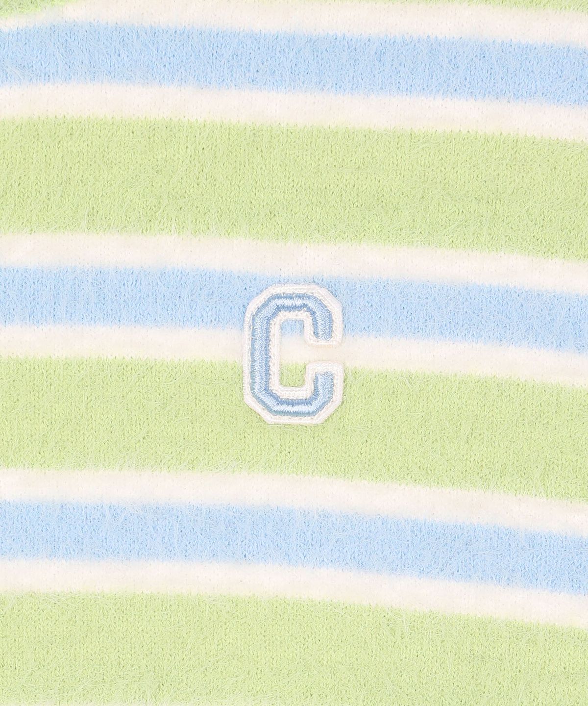 커버낫 키즈(COVERNAT KIDS) C로고 스트라이프 셔닐 스웨터 그린 CK2604KT04GN