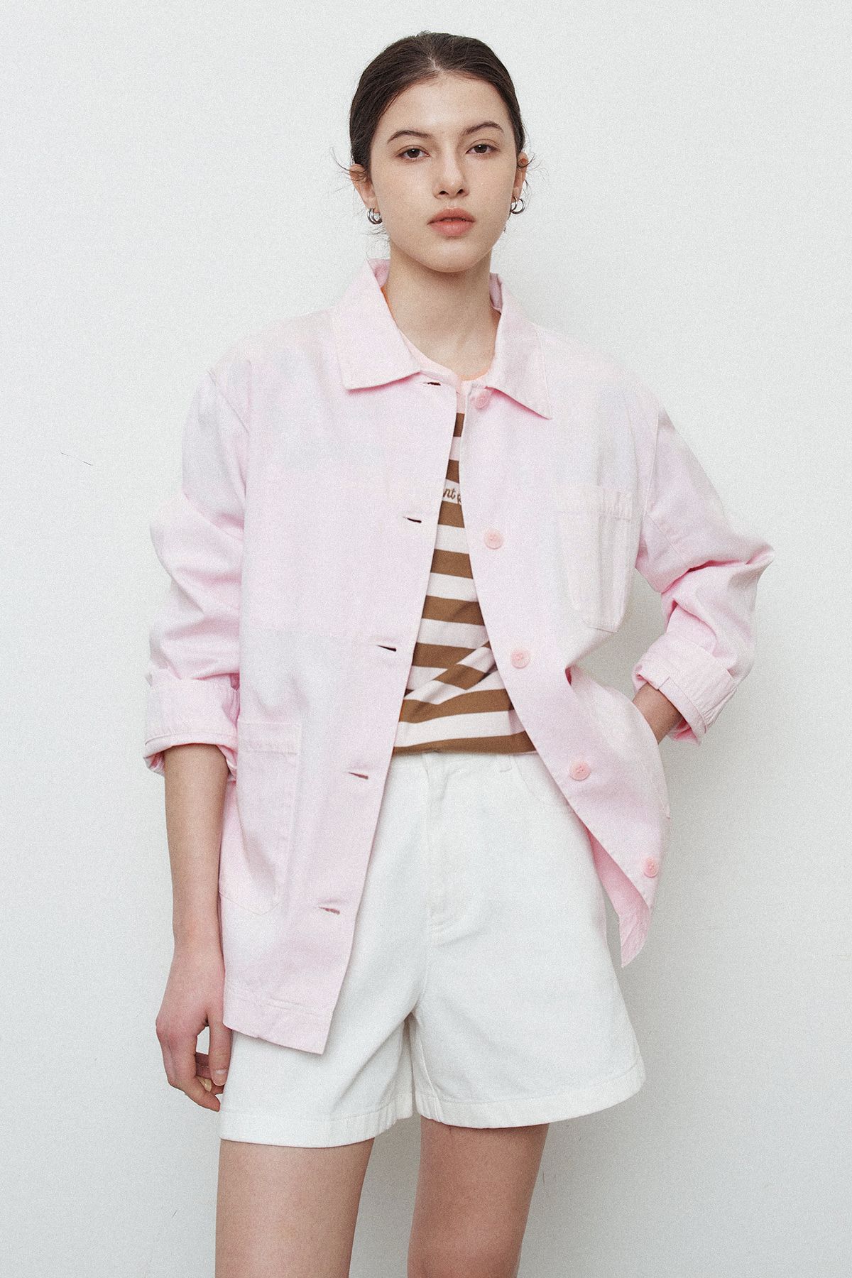 르몽생미셸(LE MONT ST MICHEL) (W)Gabardine Work Jacket_Pink