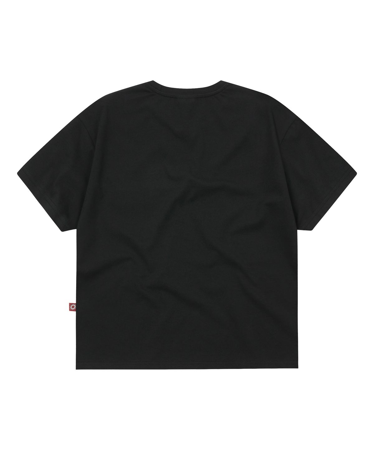 에스이에스티(S'EST) Eyelet Tab-Detail Crop T-shirts Black