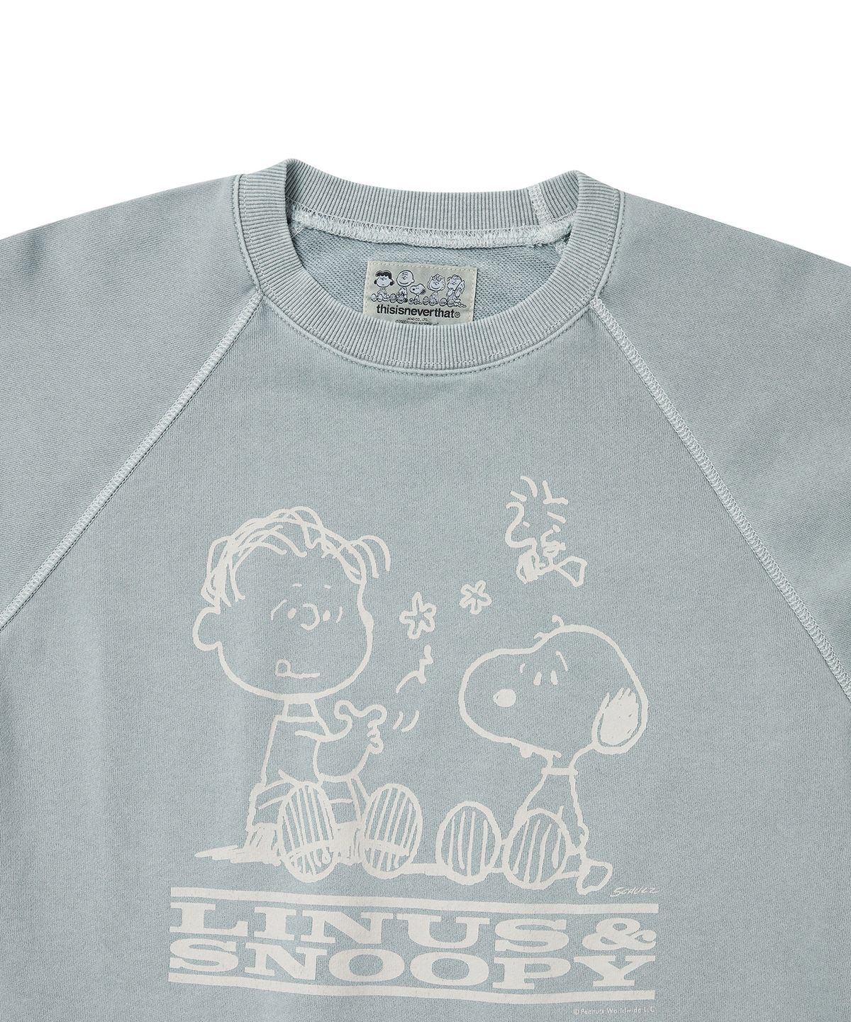 디스이즈네버댓(THISISNEVERTHAT) TNT PEANUTS Faded Crewneck Blue Grey