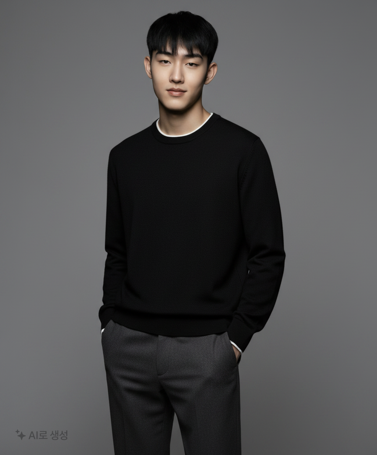 앤드지(AND Z) 머신워셔블 텍스쳐드 라운드 스웨터_BLC1ER1001 105