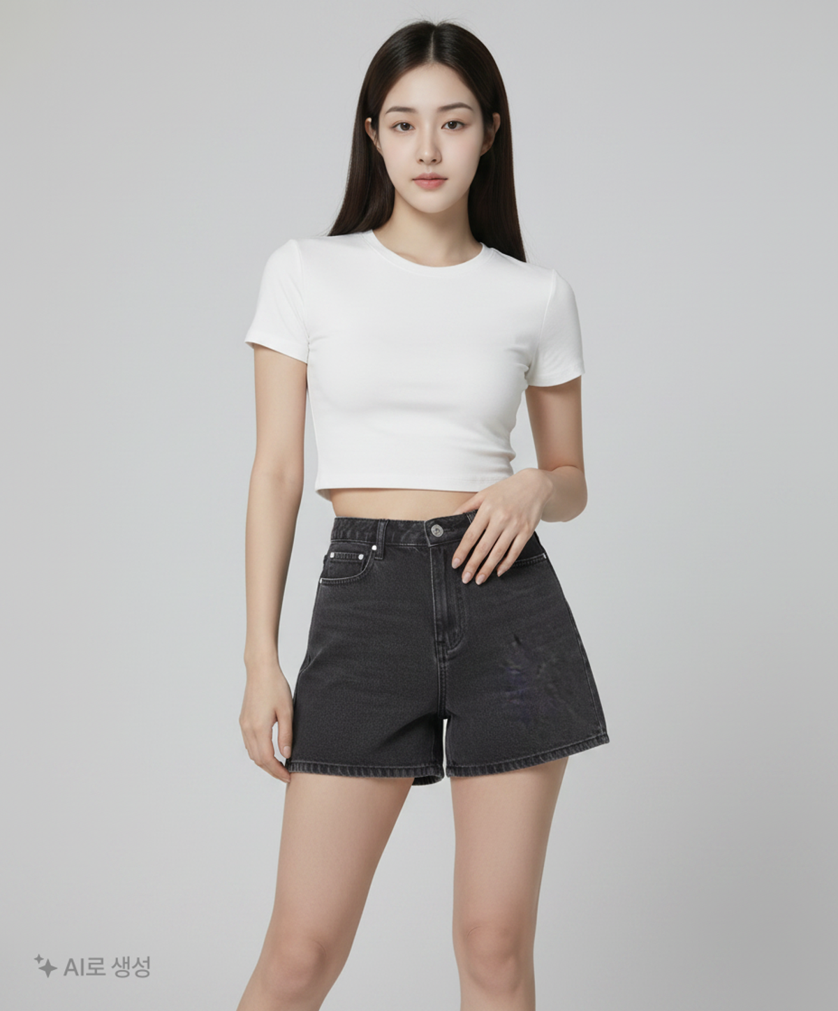 미쏘(MIXXO) 4부 데님 반바지_MIWTHE523J 28