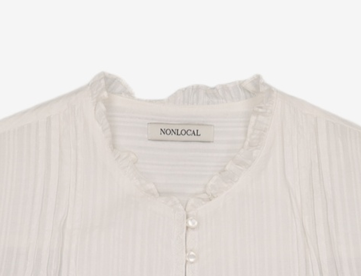 논로컬(NONLOCAL) Mini Frill Pintuck Blouse - White FREE