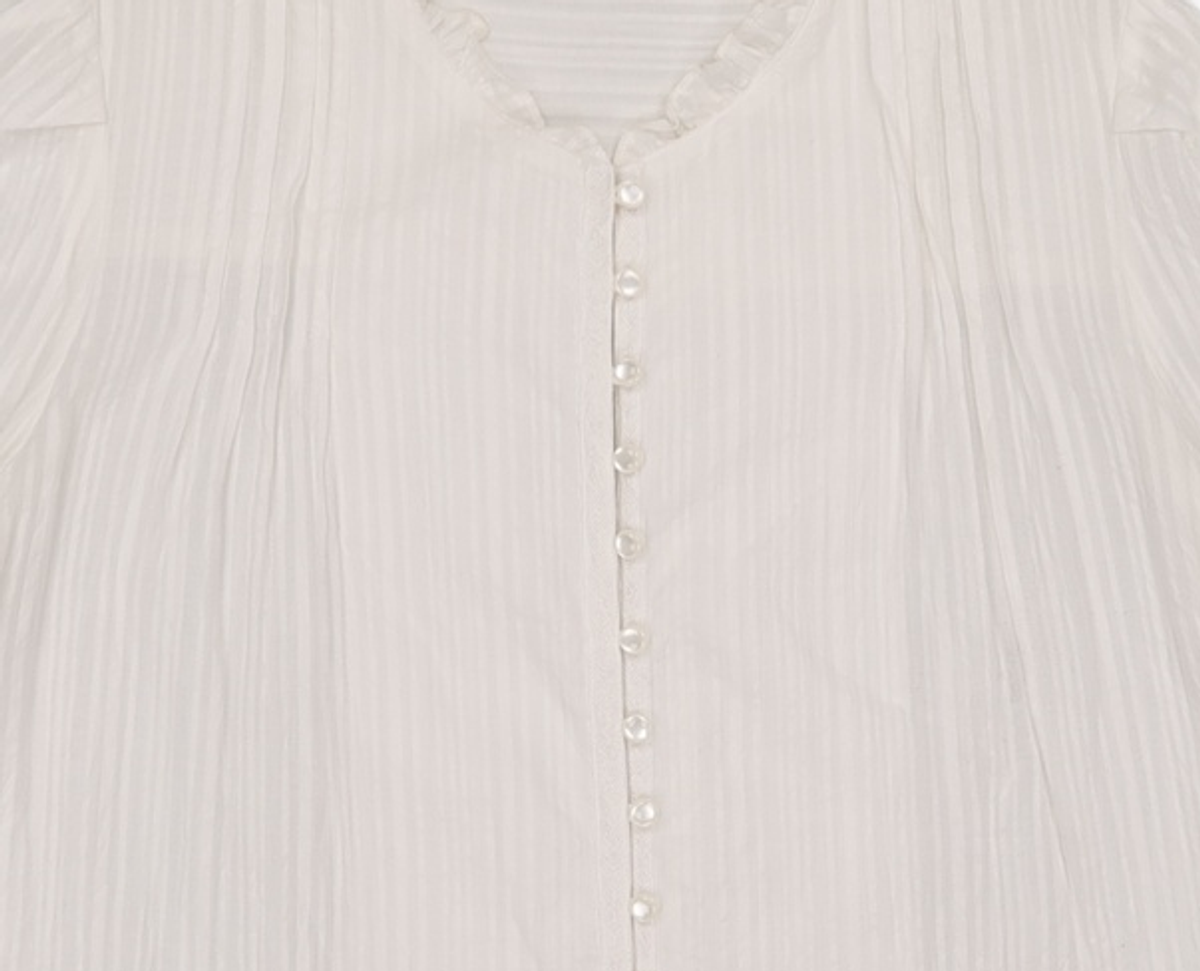 논로컬(NONLOCAL) Mini Frill Pintuck Blouse - White FREE