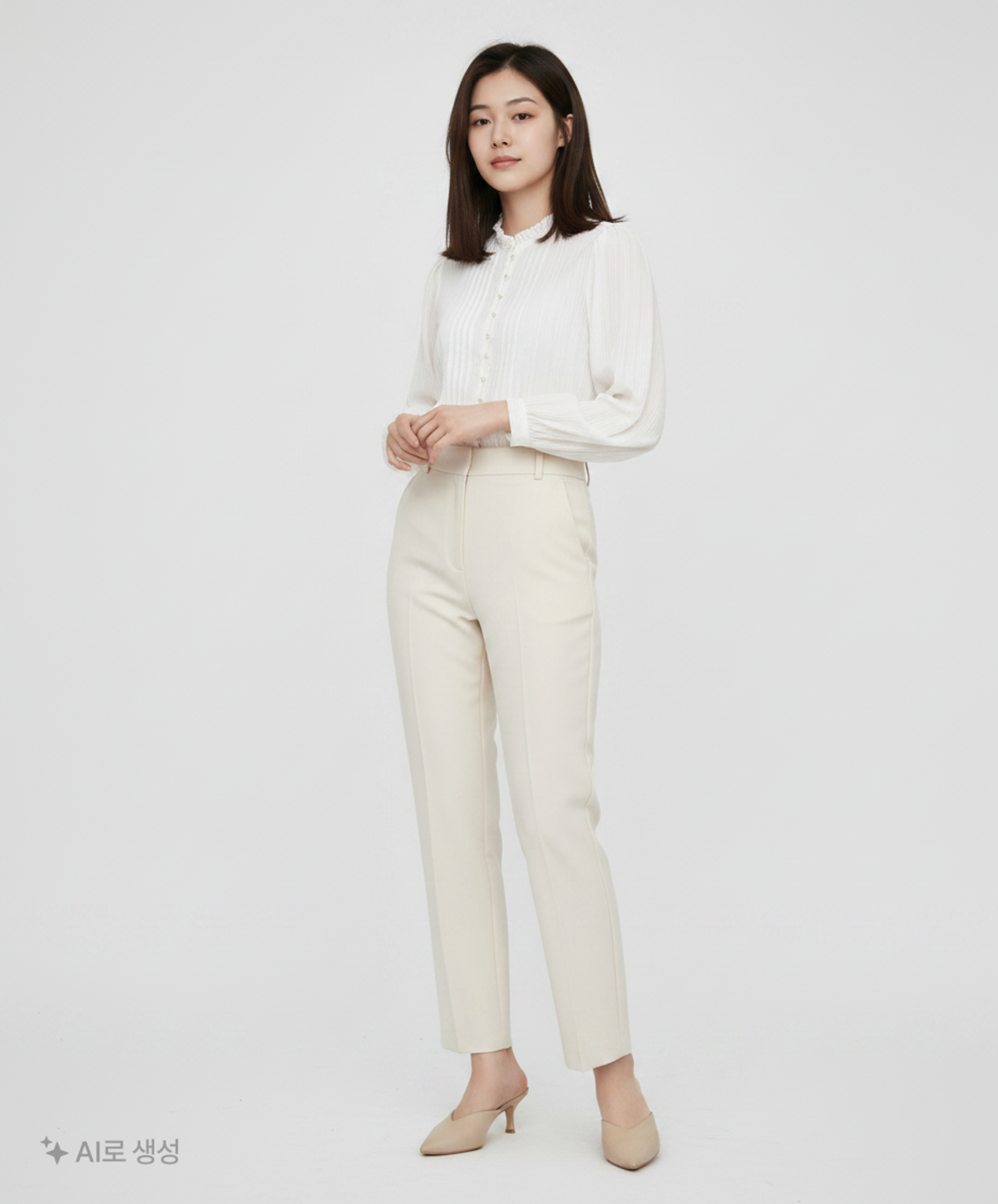 논로컬(NONLOCAL) Mini Frill Pintuck Blouse - White FREE