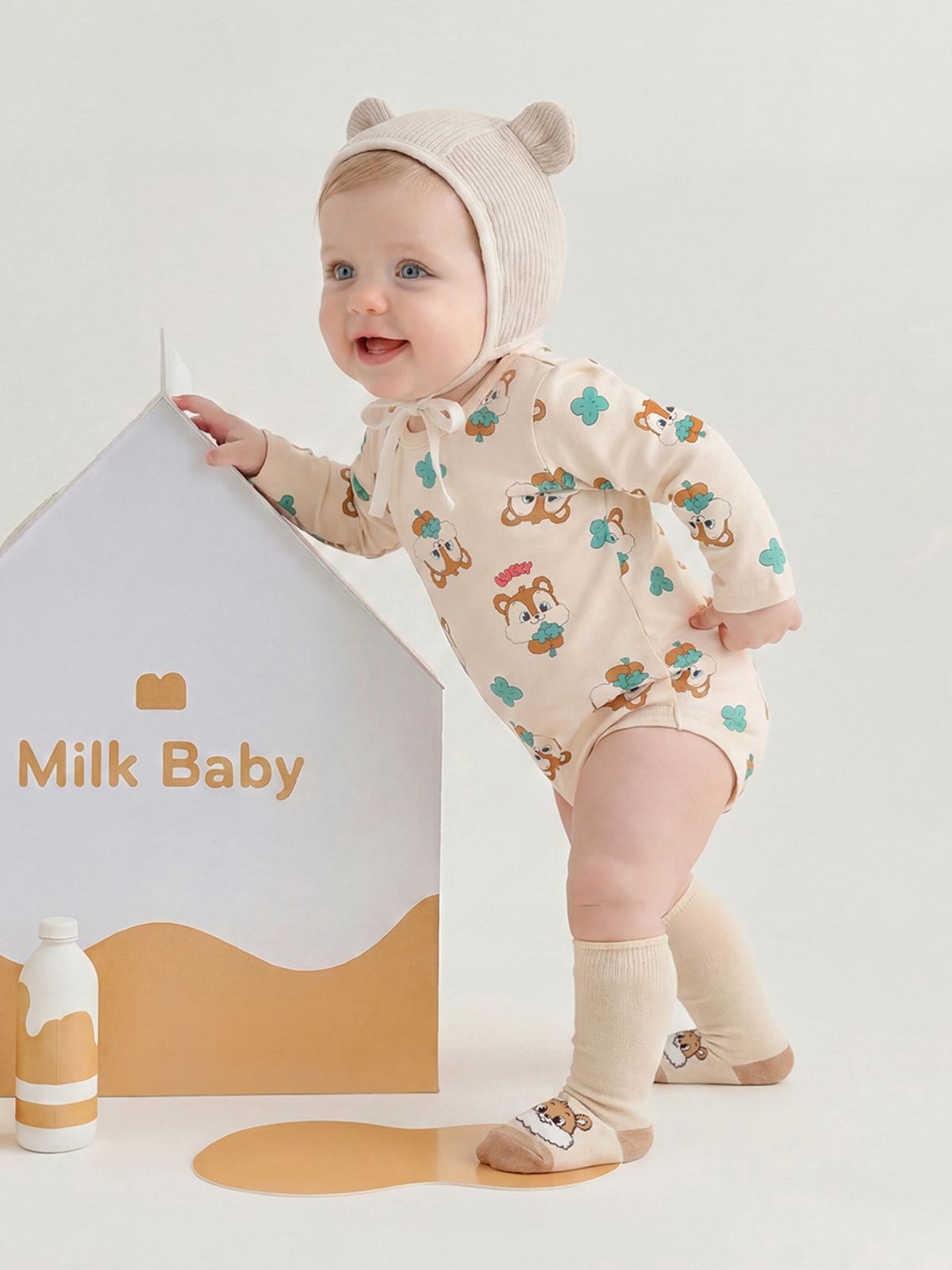 밀크베이비(MILKBABY) 럭키 클로버 아기유아바디수트 세트