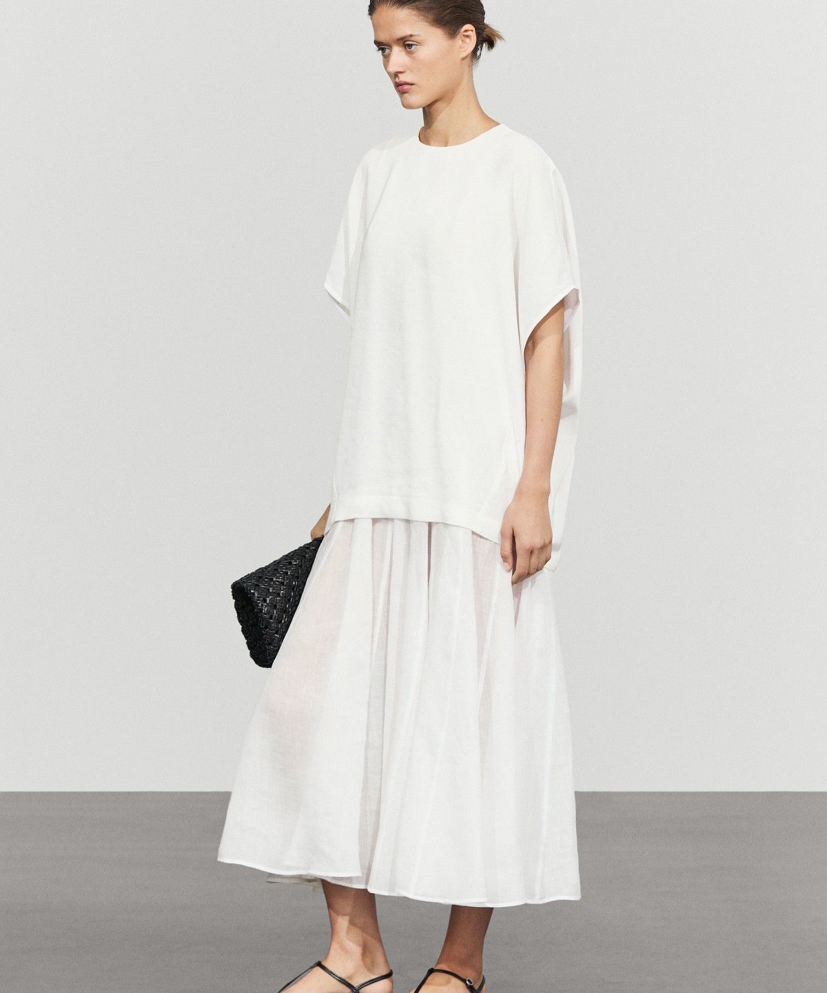 마시모두띠(MASSIMO DUTTI) 린넨 혼방 콤비 드레스