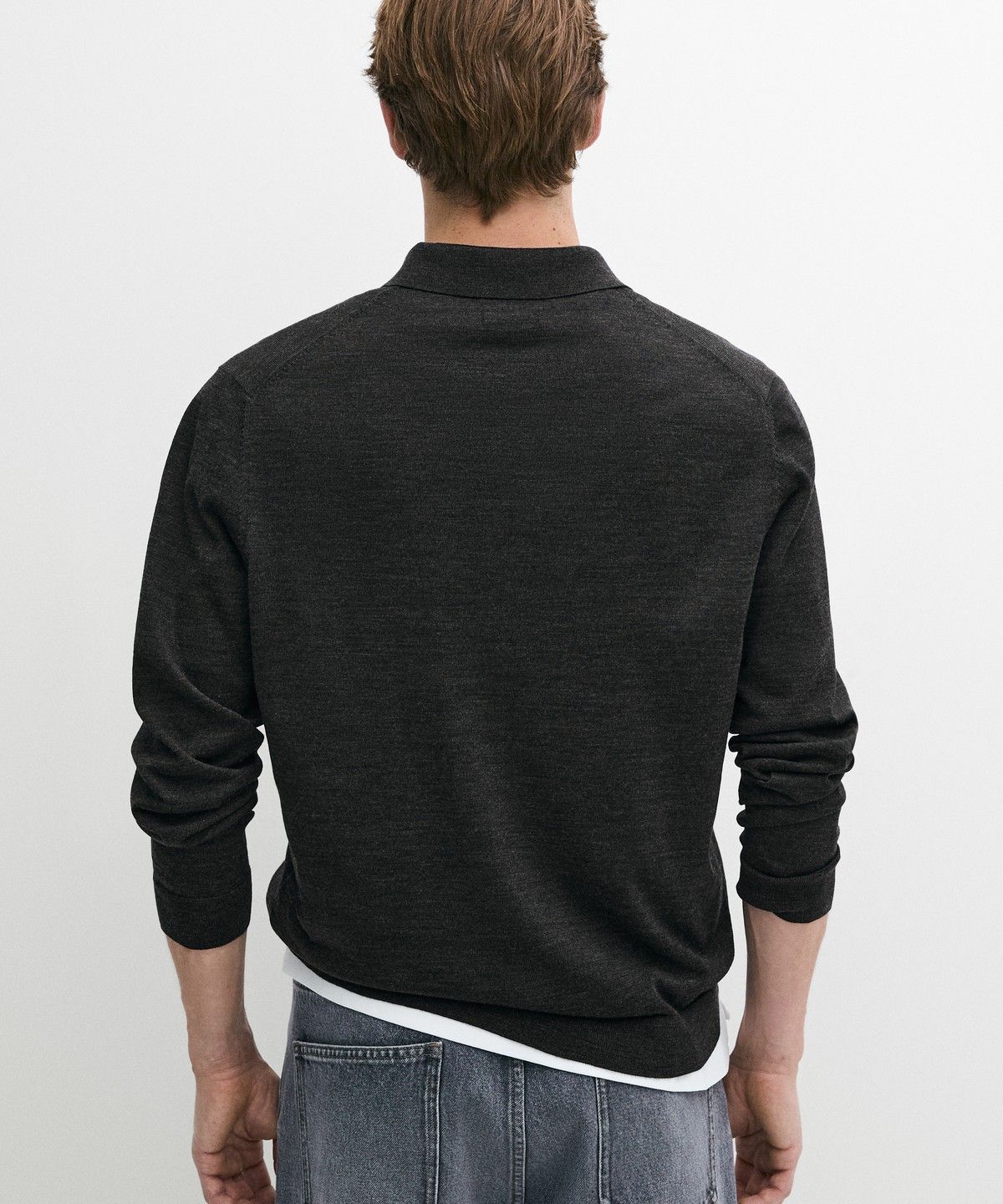 마시모두띠(MASSIMO DUTTI) 100% 메리노 울 니트 폴로 스웨터