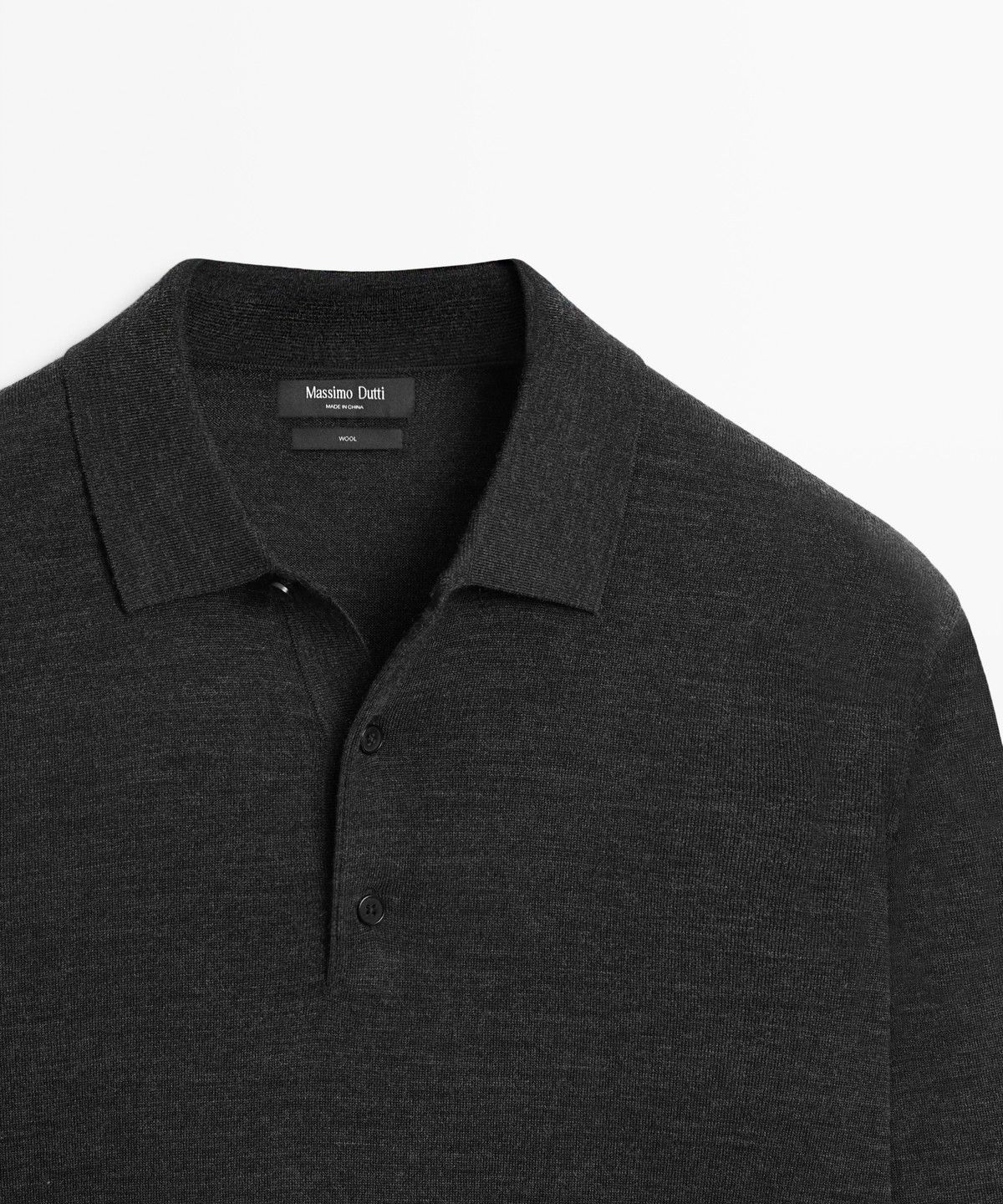 마시모두띠(MASSIMO DUTTI) 100% 메리노 울 니트 폴로 스웨터