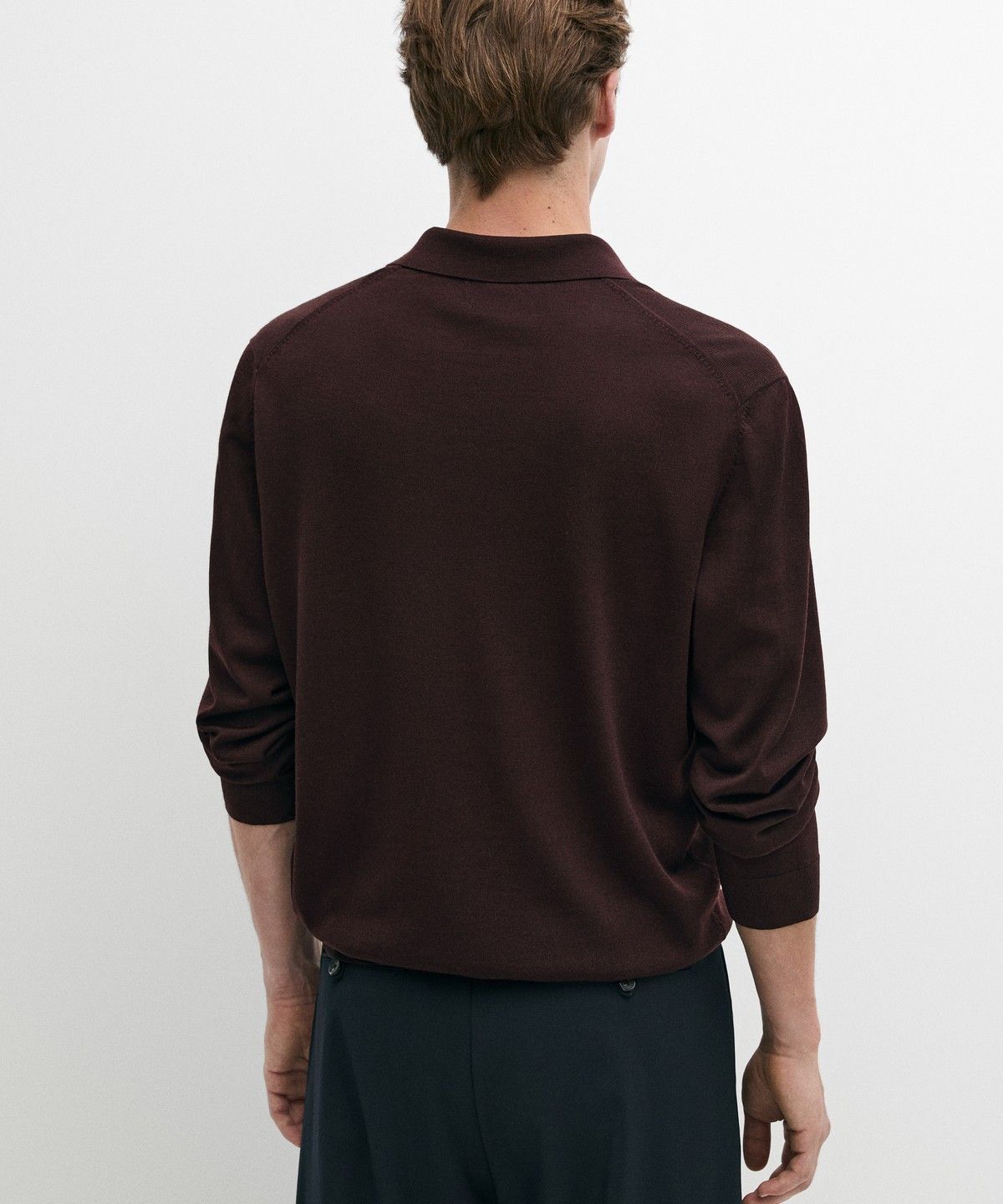마시모두띠(MASSIMO DUTTI) 100% 메리노 울 니트 폴로 스웨터