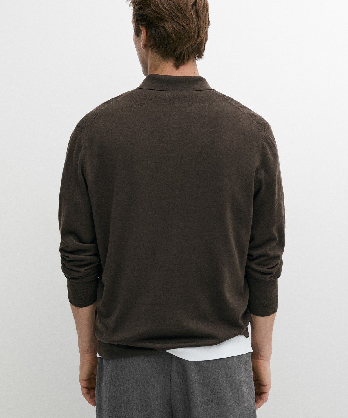 마시모두띠(MASSIMO DUTTI) 100% 메리노 울 니트 폴로 스웨터