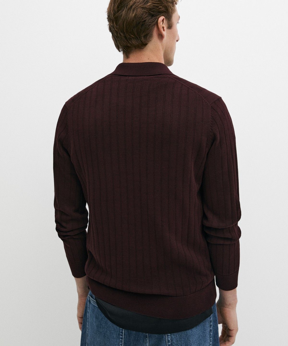 마시모두띠(MASSIMO DUTTI) 100% 코튼 니트 폴로 스웨터