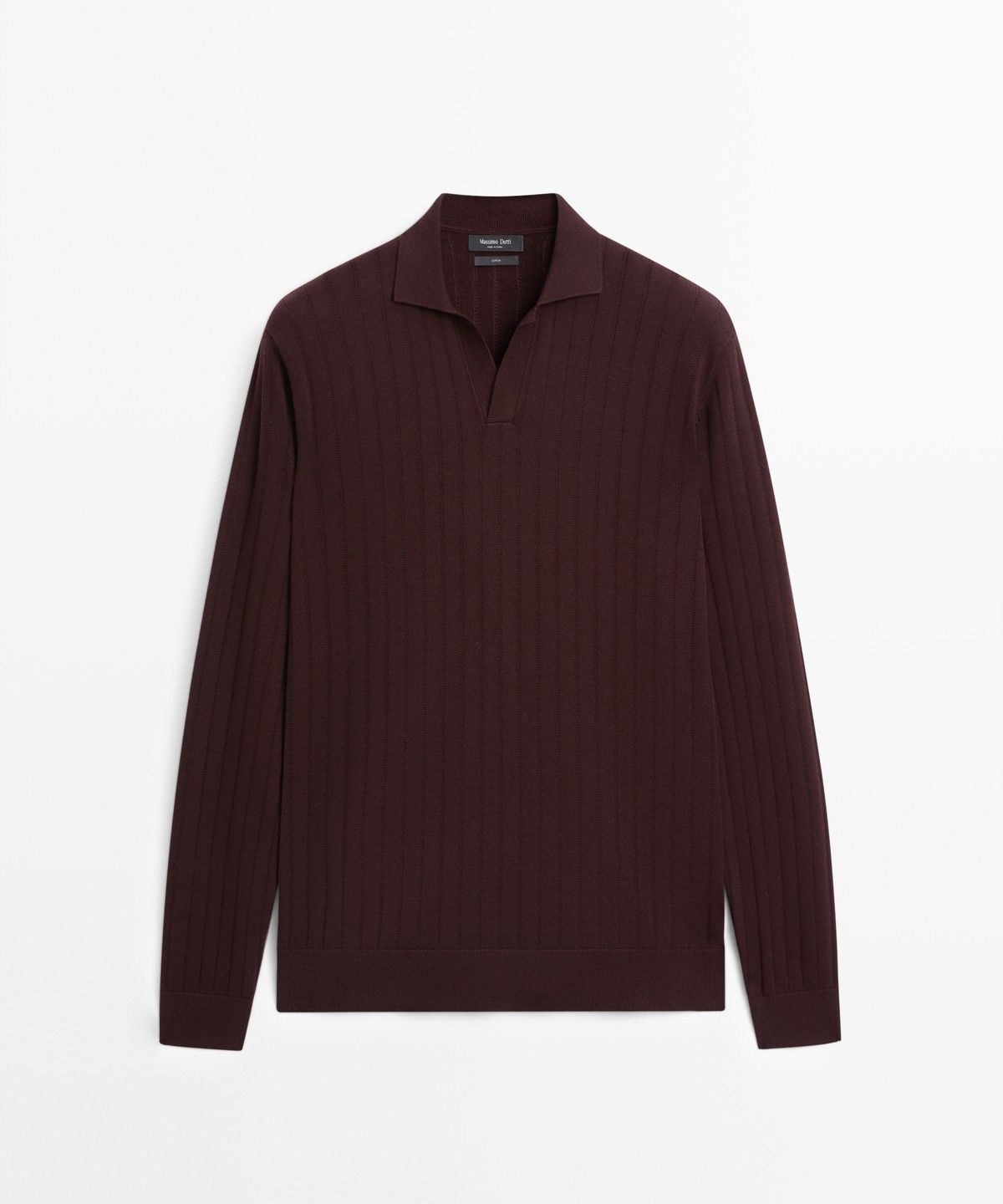 마시모두띠(MASSIMO DUTTI) 100% 코튼 니트 폴로 스웨터