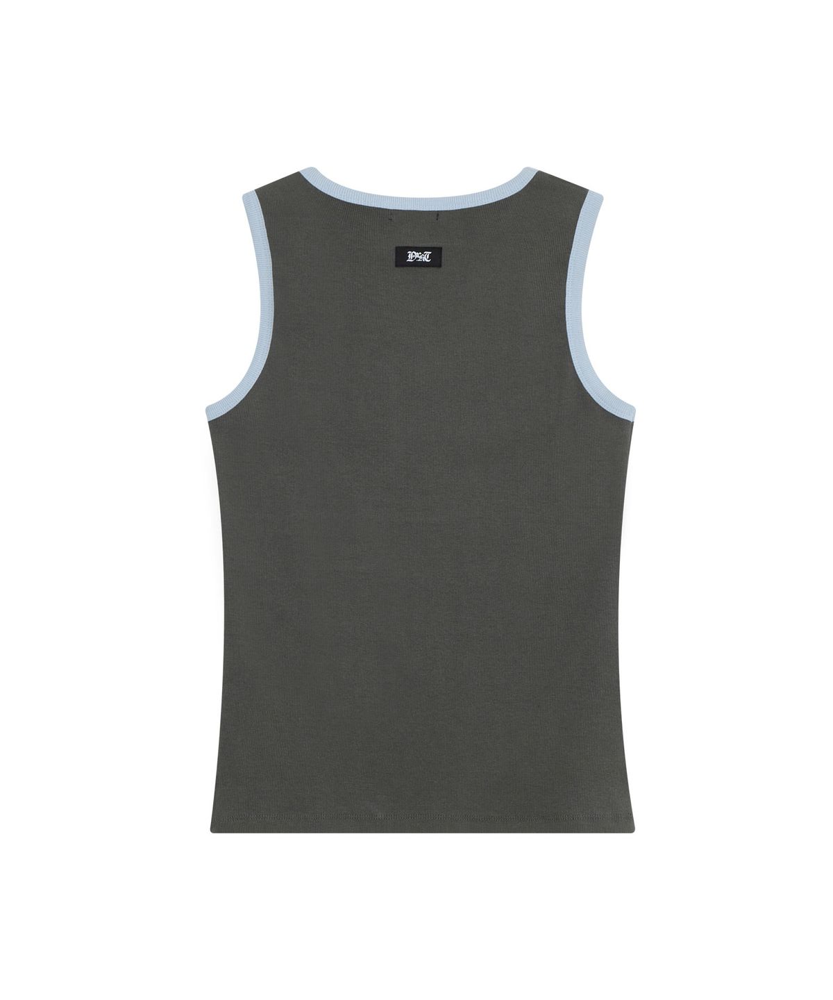 드렁크텍스트(DRUNKTXT) [Drunktxt X Khaki Studio] Layered Two-Tone Tank Top [Sky Blue/Charcoal]