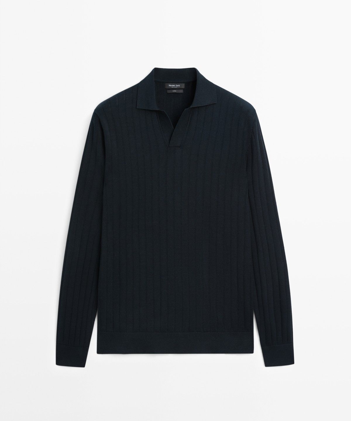 마시모두띠(MASSIMO DUTTI) 100% 코튼 니트 폴로 스웨터