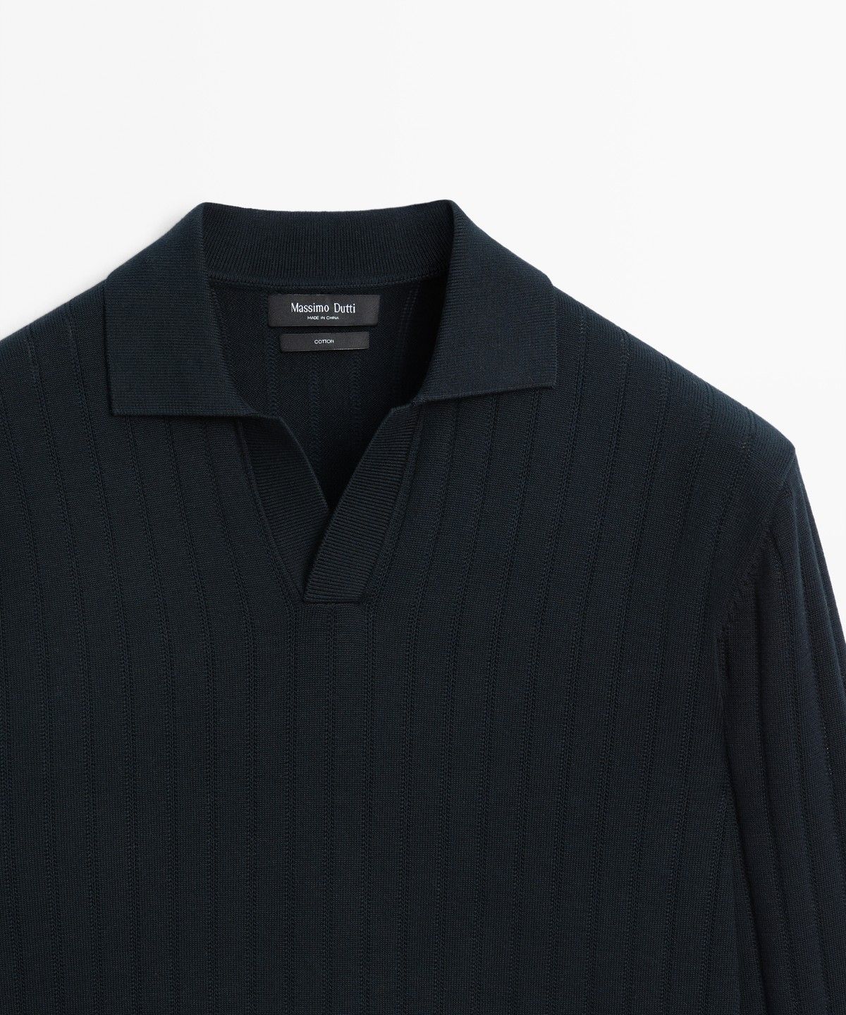 마시모두띠(MASSIMO DUTTI) 100% 코튼 니트 폴로 스웨터