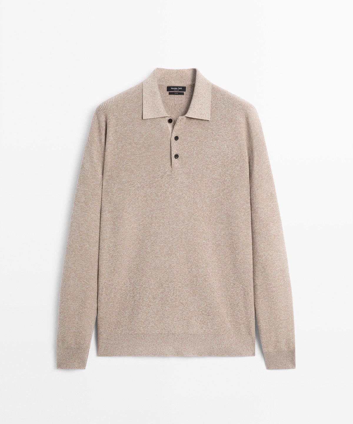 마시모두띠(MASSIMO DUTTI) 100% 코튼 멀린 얀 니트 폴로 스웨터