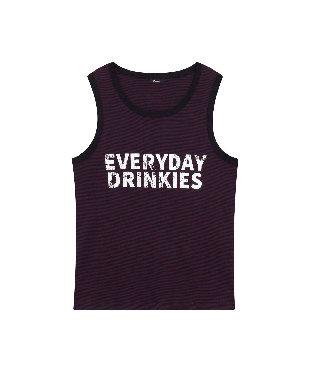 드렁크텍스트(DRUNKTXT) [Drunktxt X Khaki Studio] Drinkies Stripe Tank Top [Brick Red]