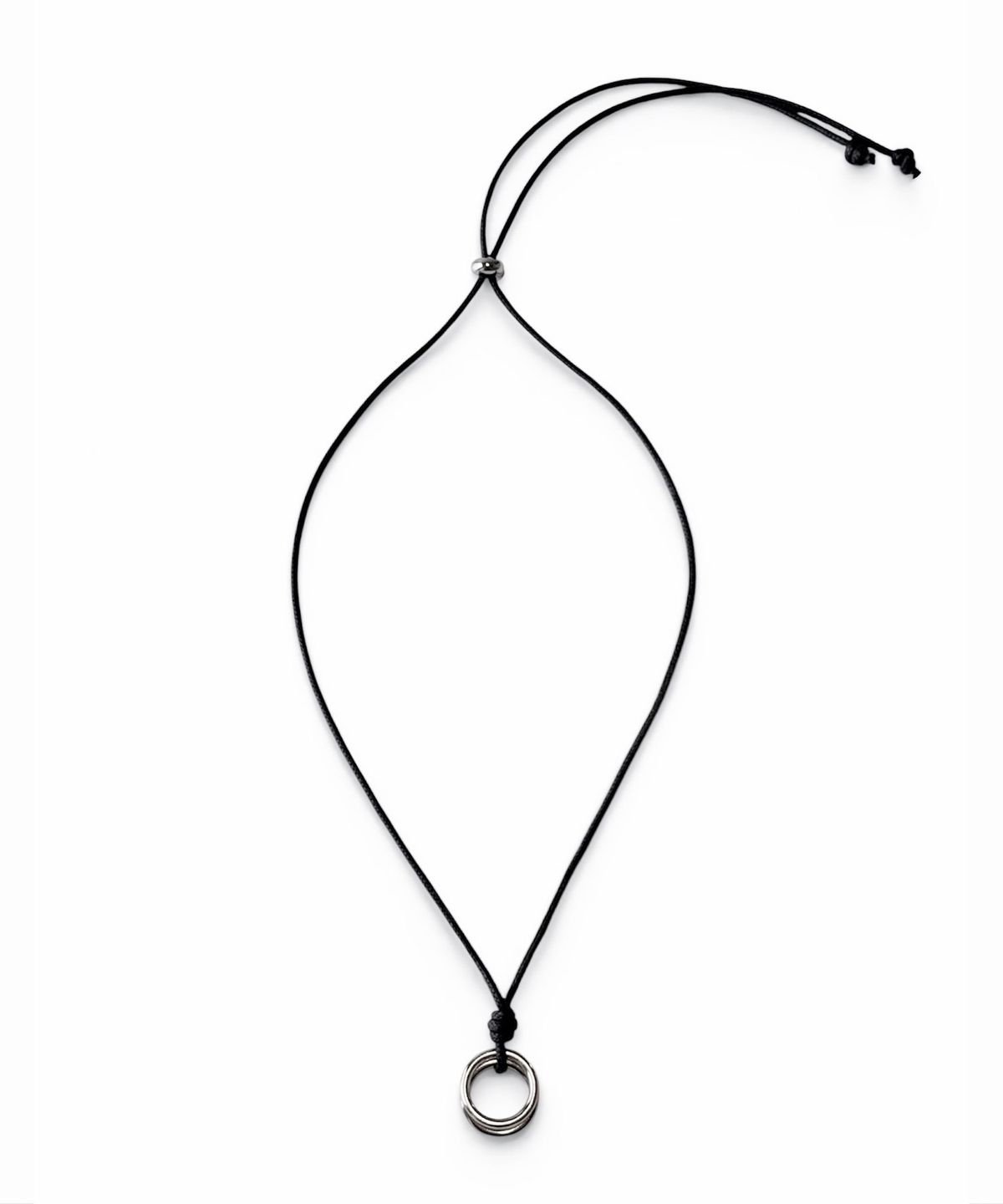 드렁크텍스트(DRUNKTXT) [Drunktxt X Khaki Studio]Double Ring Pendant Neckalce [Silver/Black]