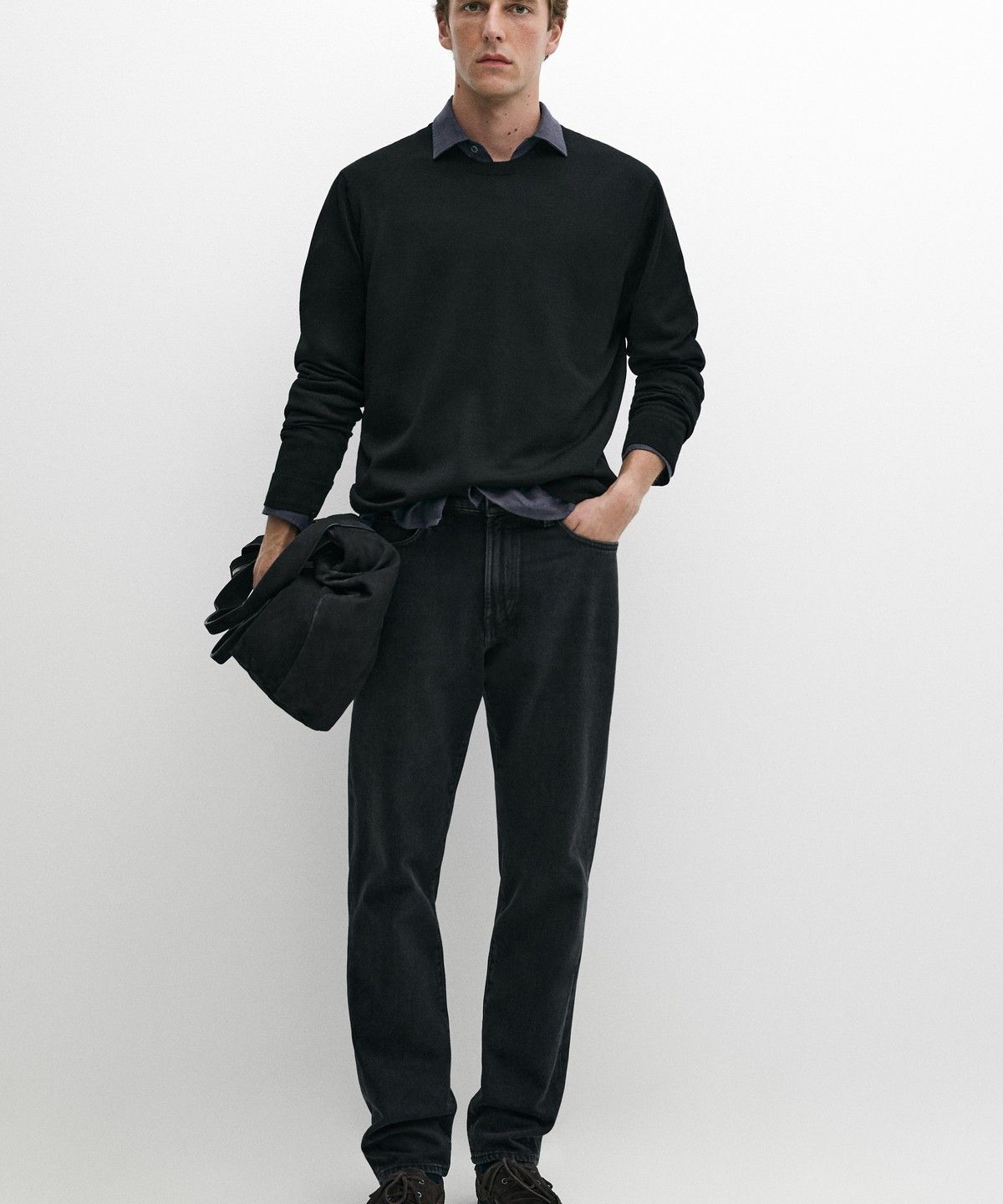 마시모두띠(MASSIMO DUTTI) 100% 메리노 울 라운드넥 니트 스웨터