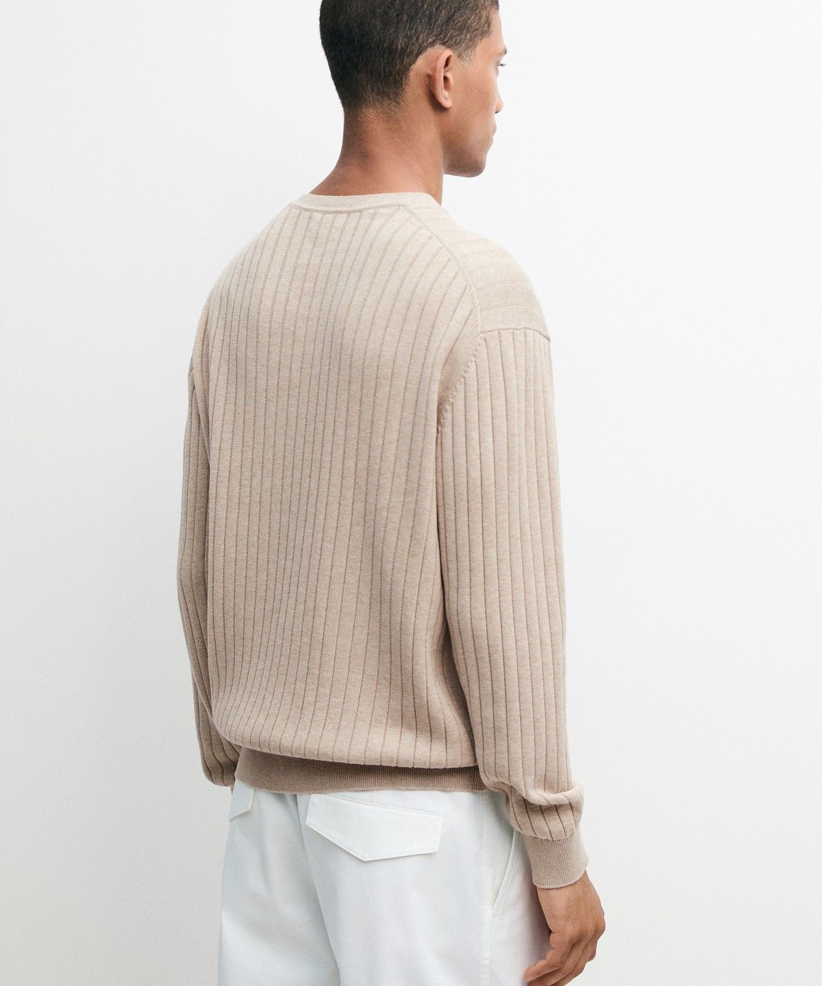 마시모두띠(MASSIMO DUTTI) 100% 코튼 리브드 니트 스웨터