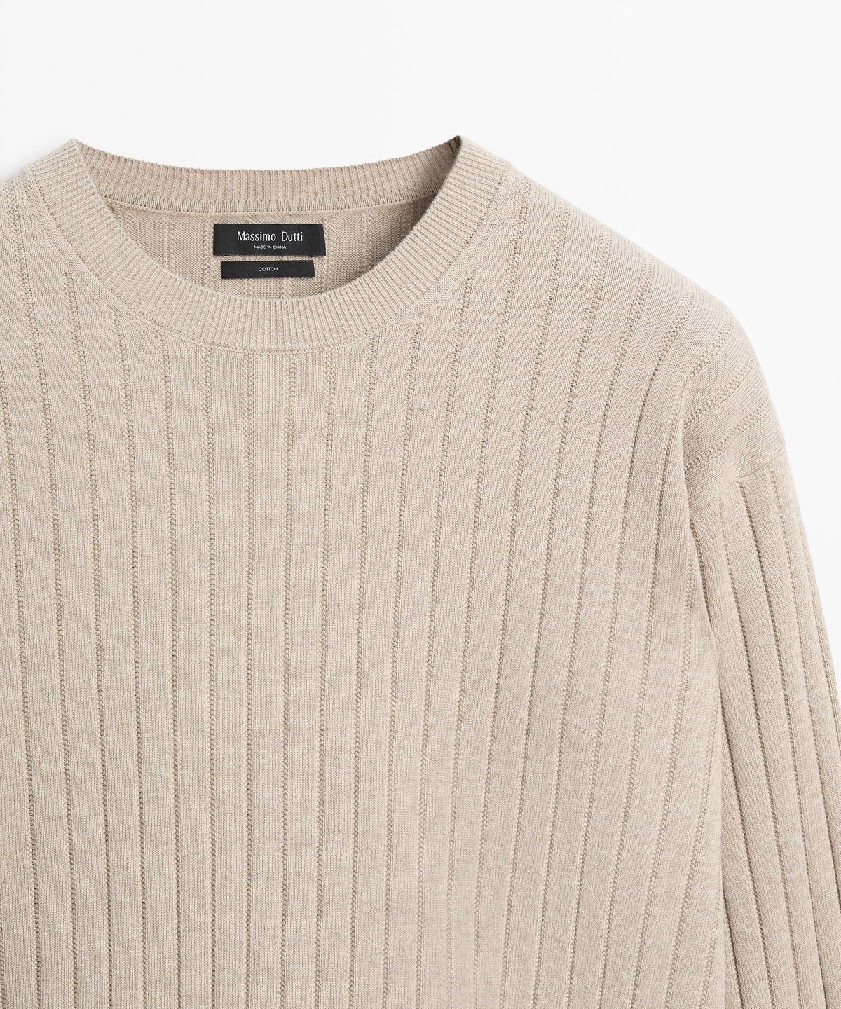 마시모두띠(MASSIMO DUTTI) 100% 코튼 리브드 니트 스웨터