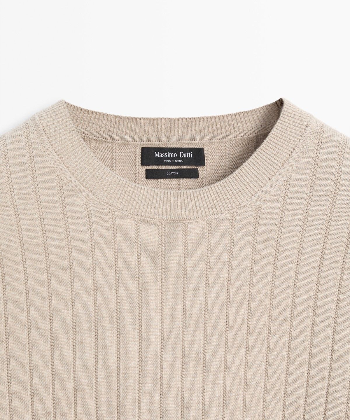 마시모두띠(MASSIMO DUTTI) 100% 코튼 리브드 니트 스웨터
