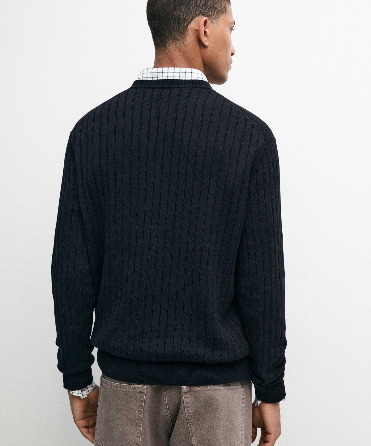 마시모두띠(MASSIMO DUTTI) 100% 코튼 리브드 니트 스웨터