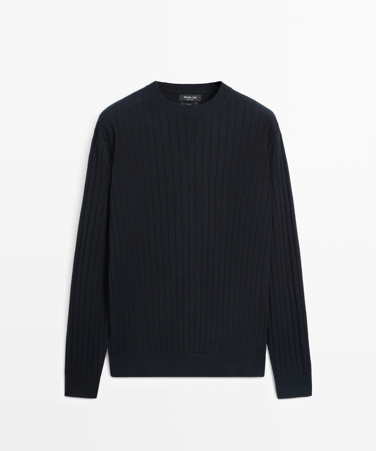마시모두띠(MASSIMO DUTTI) 100% 코튼 리브드 니트 스웨터