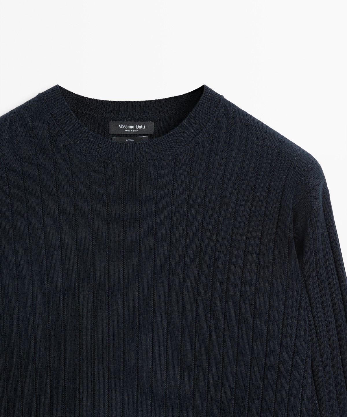 마시모두띠(MASSIMO DUTTI) 100% 코튼 리브드 니트 스웨터