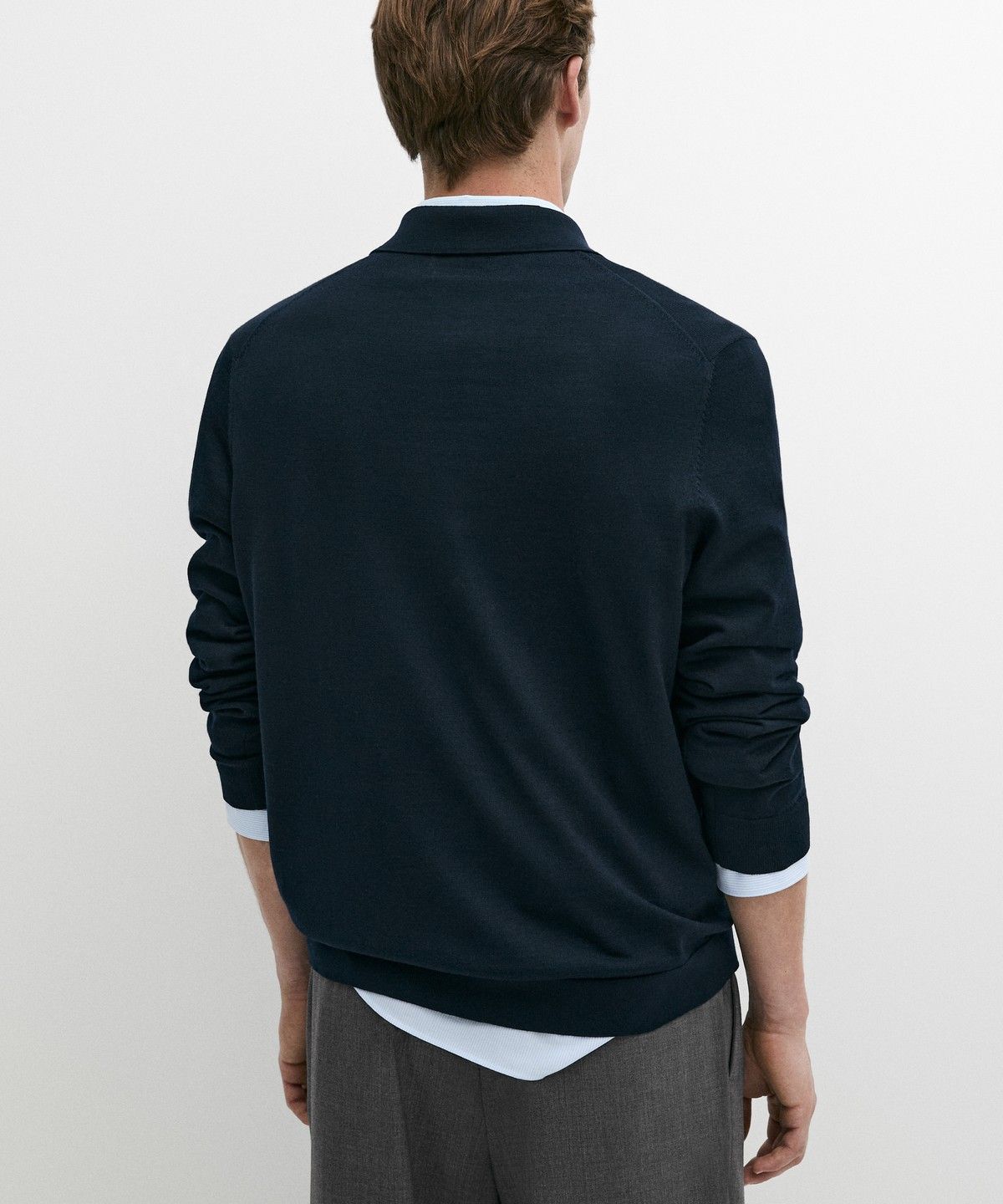 마시모두띠(MASSIMO DUTTI) 100% 메리노 울 니트 폴로 스웨터