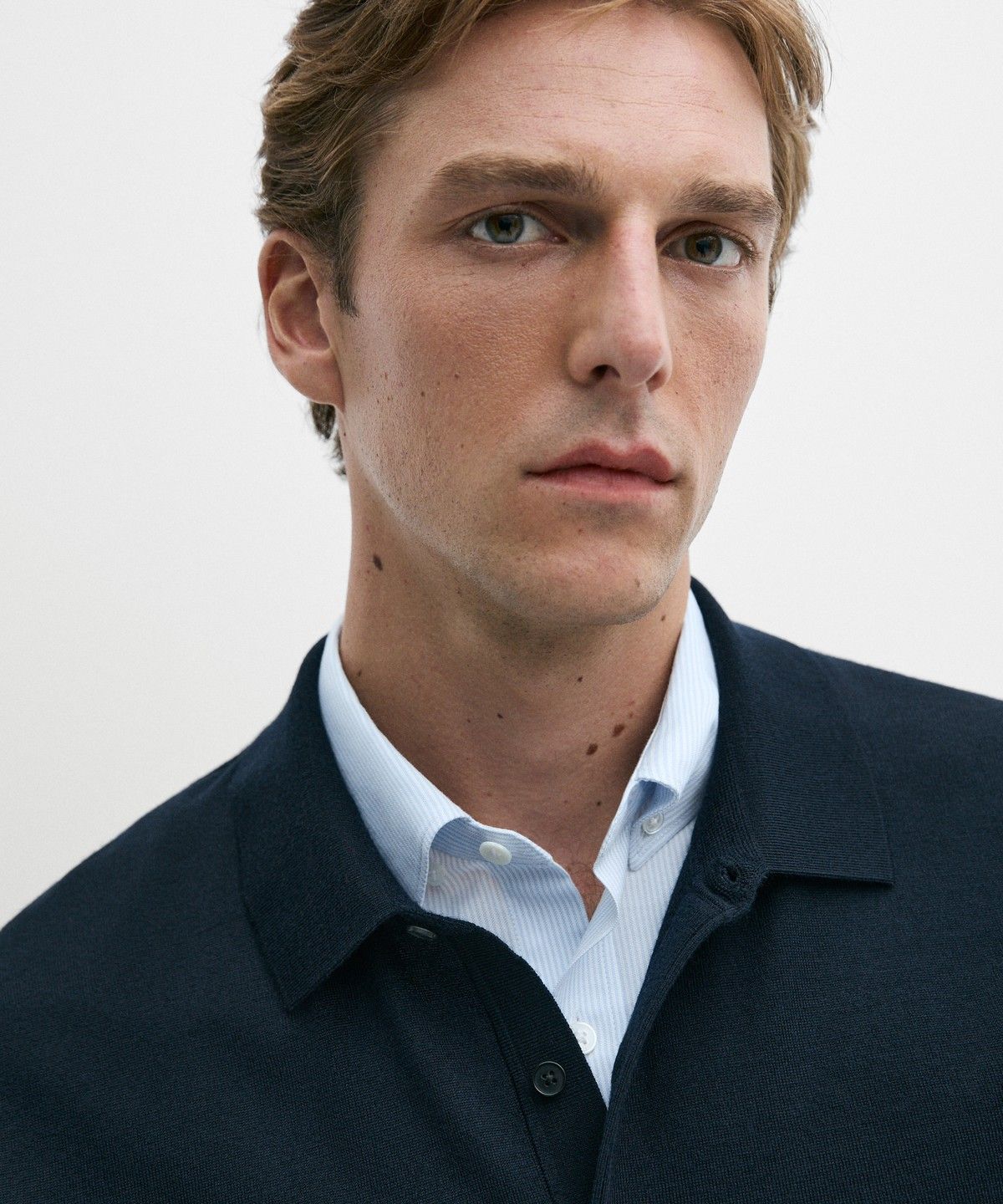 마시모두띠(MASSIMO DUTTI) 100% 메리노 울 니트 폴로 스웨터