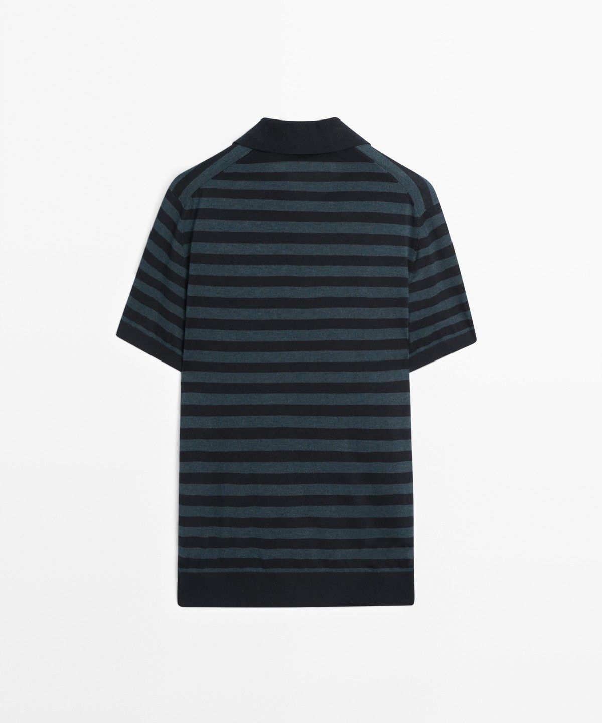 마시모두띠(MASSIMO DUTTI) 스트라이프 배색 니트 폴로 스웨터